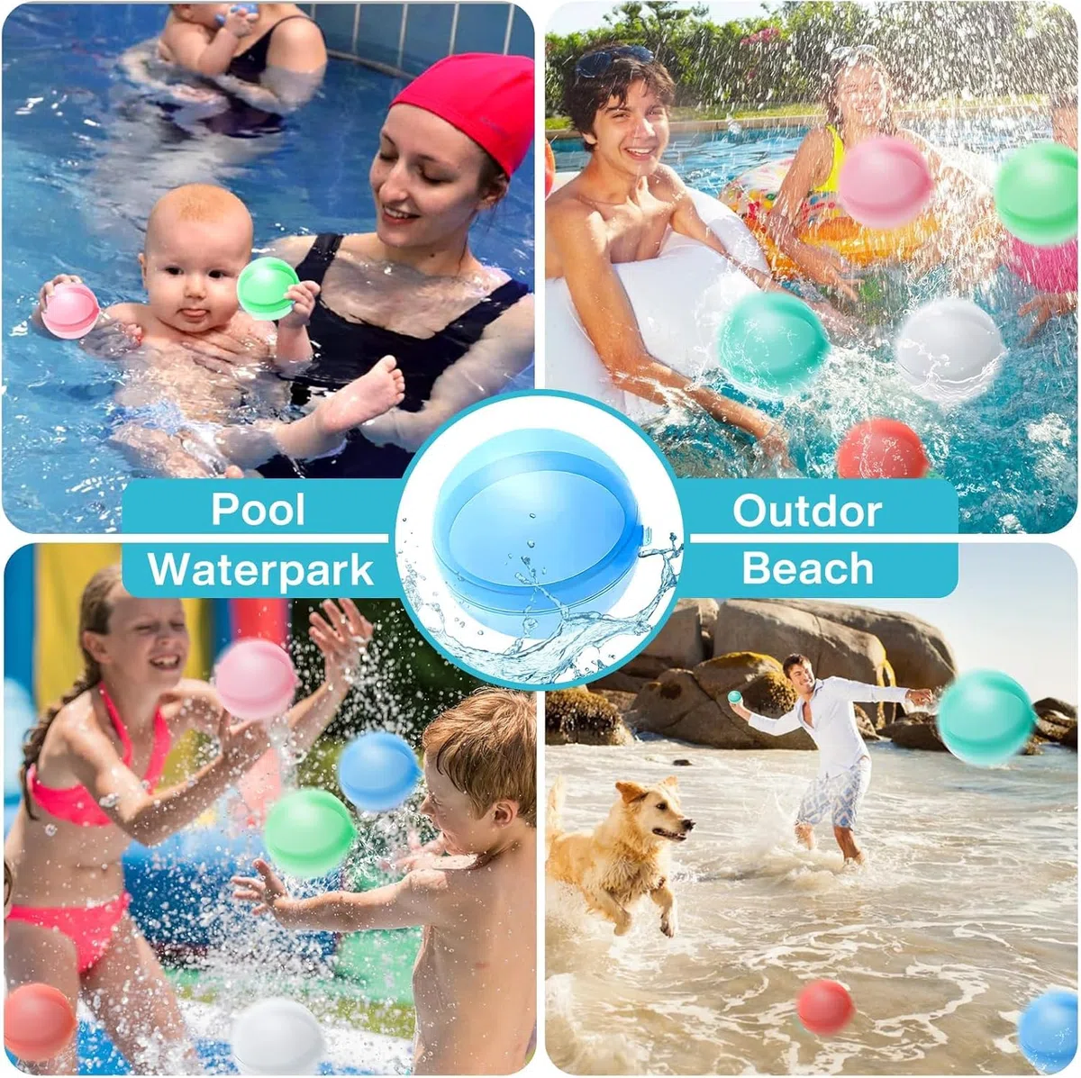 36 Pezzi Palloncini d'acqua in Silicone, Gavettoni Acqua Riutilizzabili a Eiempimento Rapido, Giochi d Acqua Estivi Giardino/Spiaggia/Piscina, Bombe d'acqua Gioco per Bambini Adulti