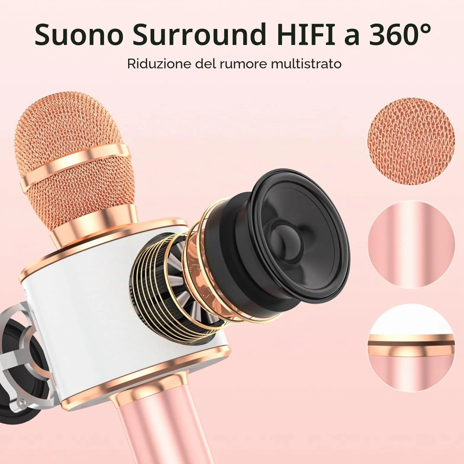 Bambini Karaoke Microfono 3-in-1 Portatile Handheld Bluetooth Microfono Altoparlante Registratore con Voice Changer Singing Giocattoli per Ragazzi Ragazze Adulti Regalo di Compleanno di Natale
