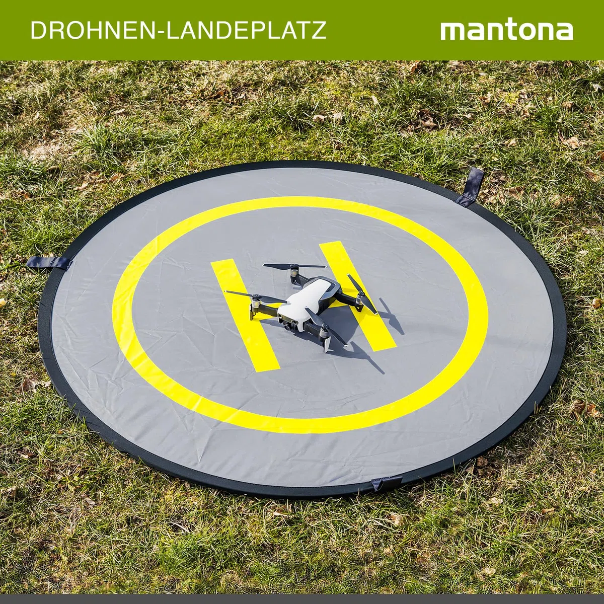 Mantona Drohnen-Landeplatz (faltbar, wasserdicht und langlebig, Durchmesser: 107cm, inklusive Schutztasche, für z.B. DJI SPARK, DJI Phantom, DJI Mavic Pro, Mavic Air, Yuneec)