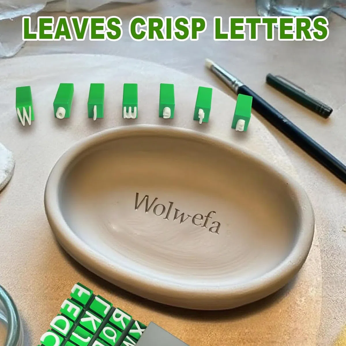 Set di 2 timbri con lettere dell'alfabeto, set di ceramiche, timbri numerici per ceramica, kit artistico fai da te per argilla e ceramica