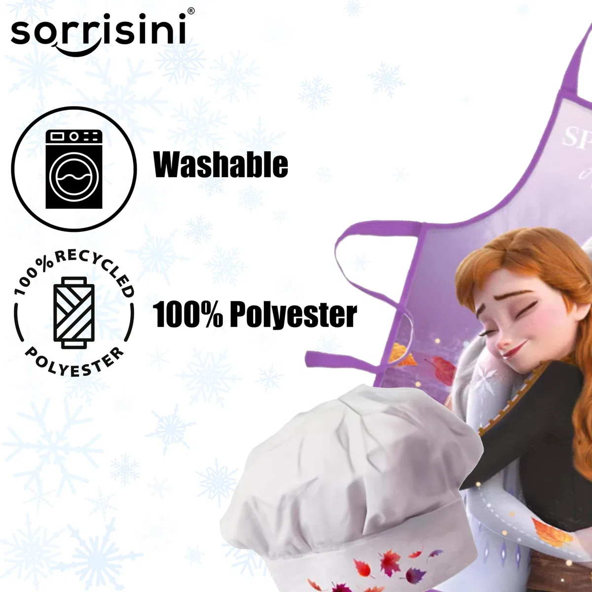 Grembiule Cucina Bambini Frozen, Set Chef con Cappello, Vestito Cuoco Bambino, Grembiule e Cappello regolabile per dipingere, Costume Cuoco Bambino, Elsa Magic