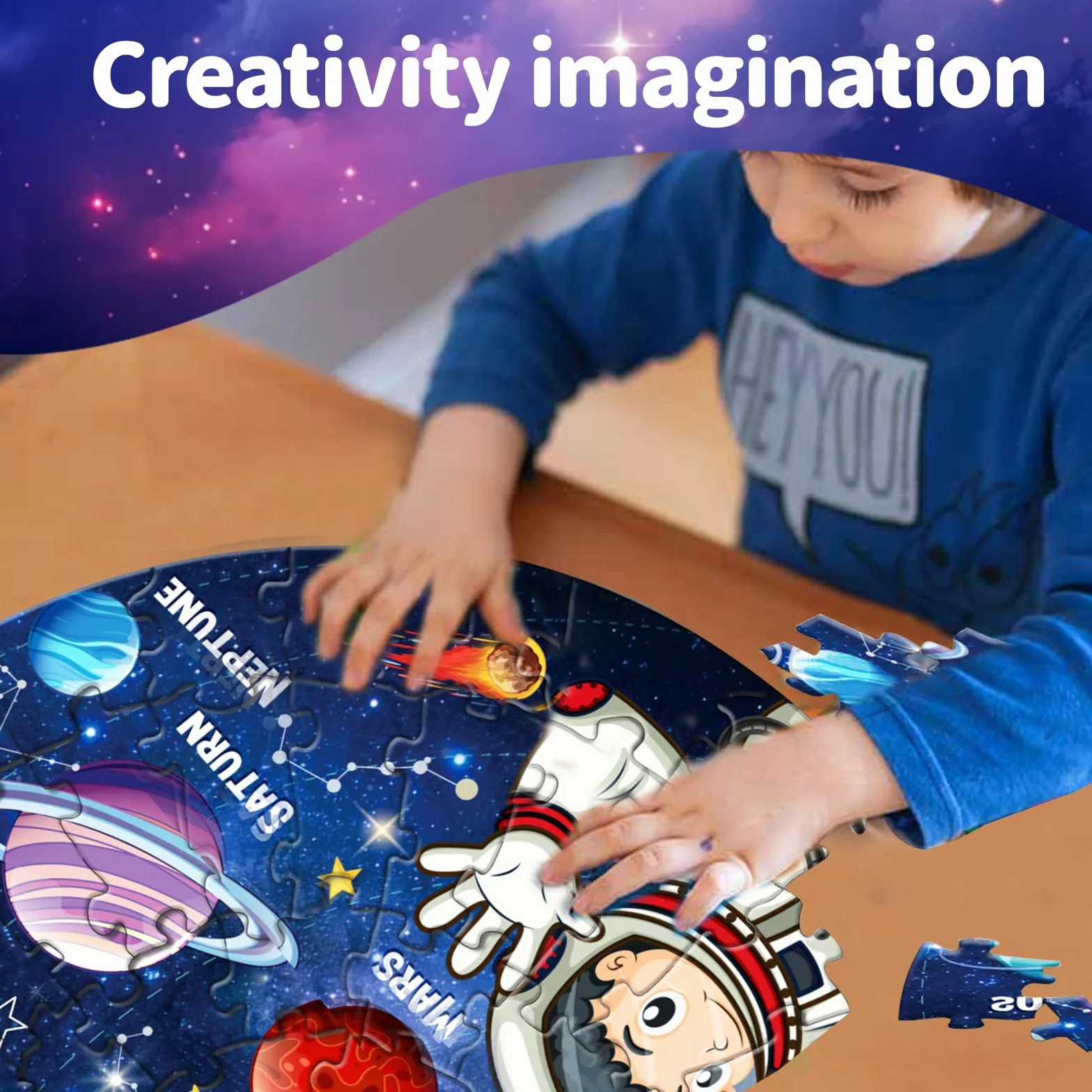 Puzzle per bambini con sistema solare, pianeta per bambini dai 3 agli 8 anni, grande 71 pezzi, giocattolo puzzle per l'apprendimento educativo