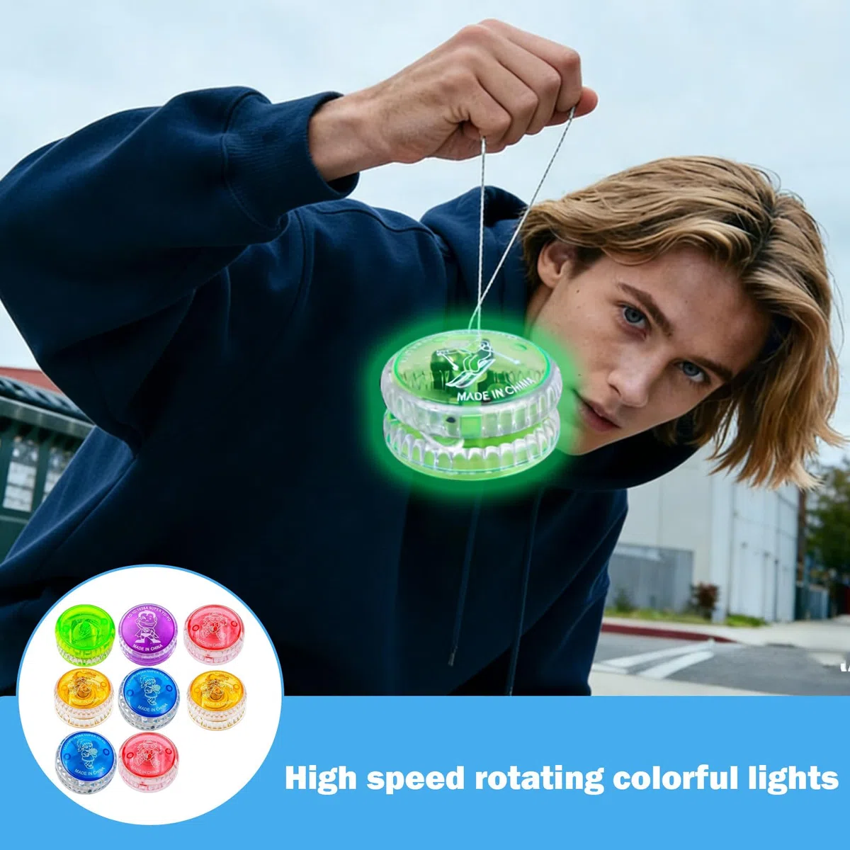 8 pezzi JoJo per bambini e adulti, LED luminosi JoJo con cuscinetti a sfera, favorisce la coordinazione degli occhi della mano, ideale per giochi all'aperto e feste di compleanno