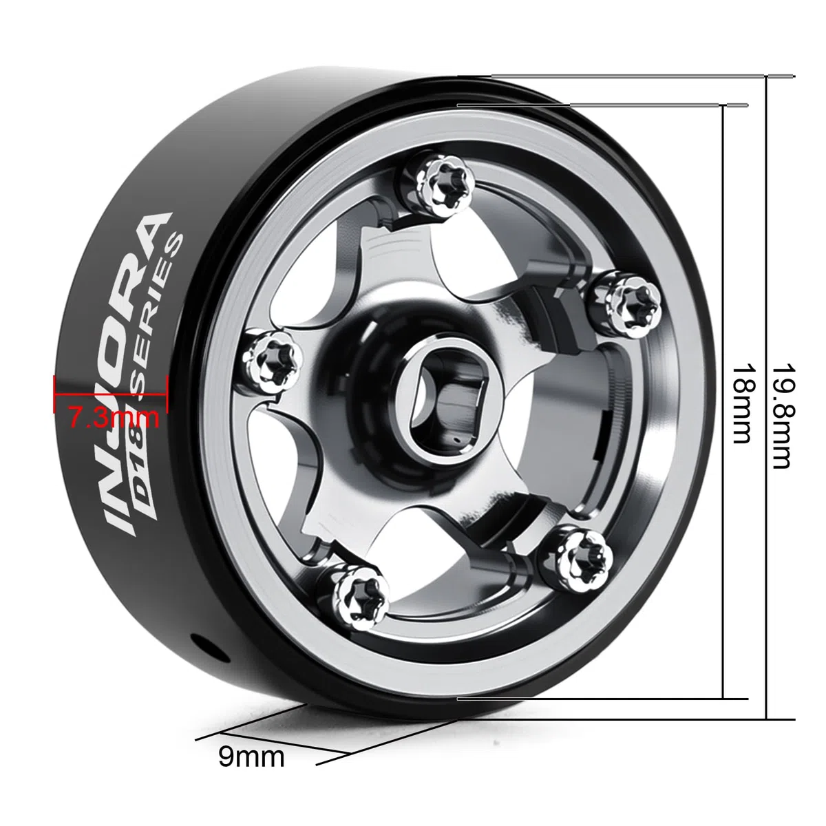 INJORA 0,7" D18 Ruote in Alluminio a 5 Razze con Beadlock per 1/30 Axial SCX30 (W7002)