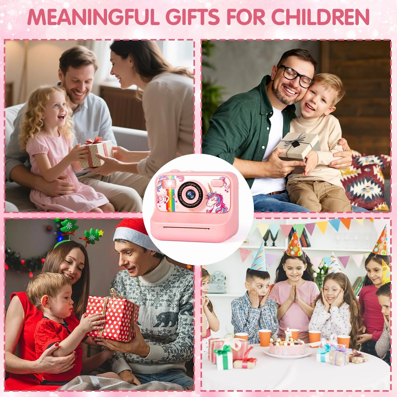 Macchina Fotografica Bambini Istantanea, 2.4" 1080P Fotocamera Bambini con 32 GB Schede e Carta da Stampa, Macchina Fotografica Bambino, 180 °Flip Len,Regali per Ragazzi Ragazze da 3-12 Anni