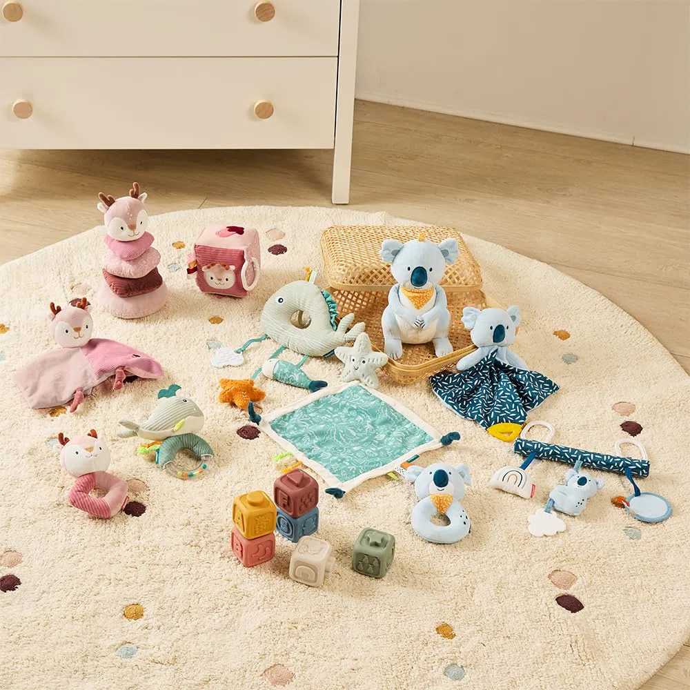 Miniland - Giocattolo da appendere per culla o passeggino Baby Koala - Centro sensoriale con dentaruolo, specchio e suono - Stimolazione precoce (Baby Koala)