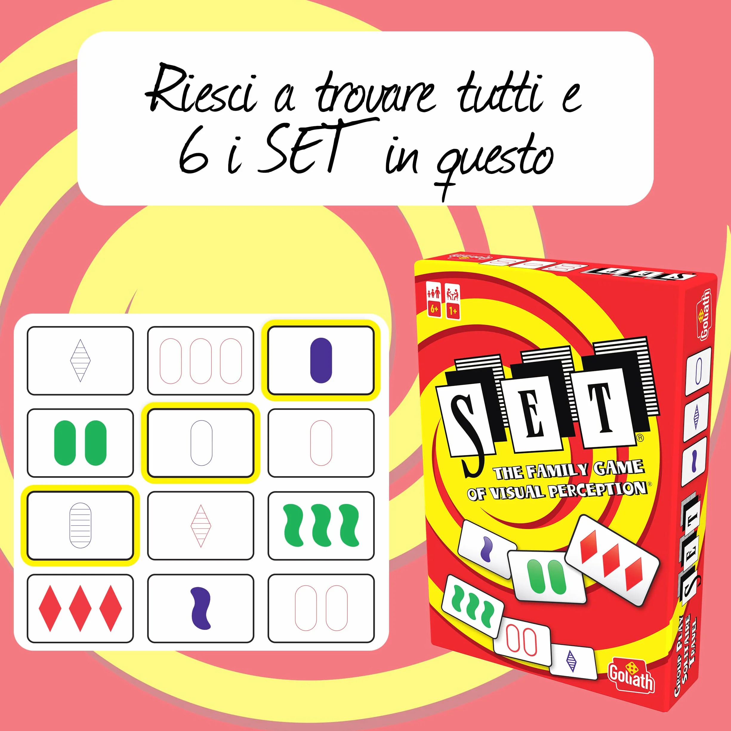 Goliath - SET - Gioco di Carte di Percezione Visiva e Riflessione - Gioco da Tavolo per Famiglie e Bambini dai 6 Anni - Formato da Viaggio - Regole Semplici - Idea Regalo per Bambini e Adulti