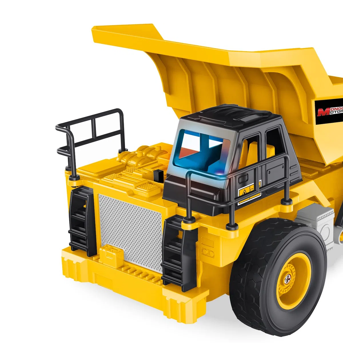 MONDO Motors Camion ribaltabile, modello in scala 1:24, pacco batterie ricaricabili incluso, movimenti controllabili dal telecomando, giocattolo per bambini 63849