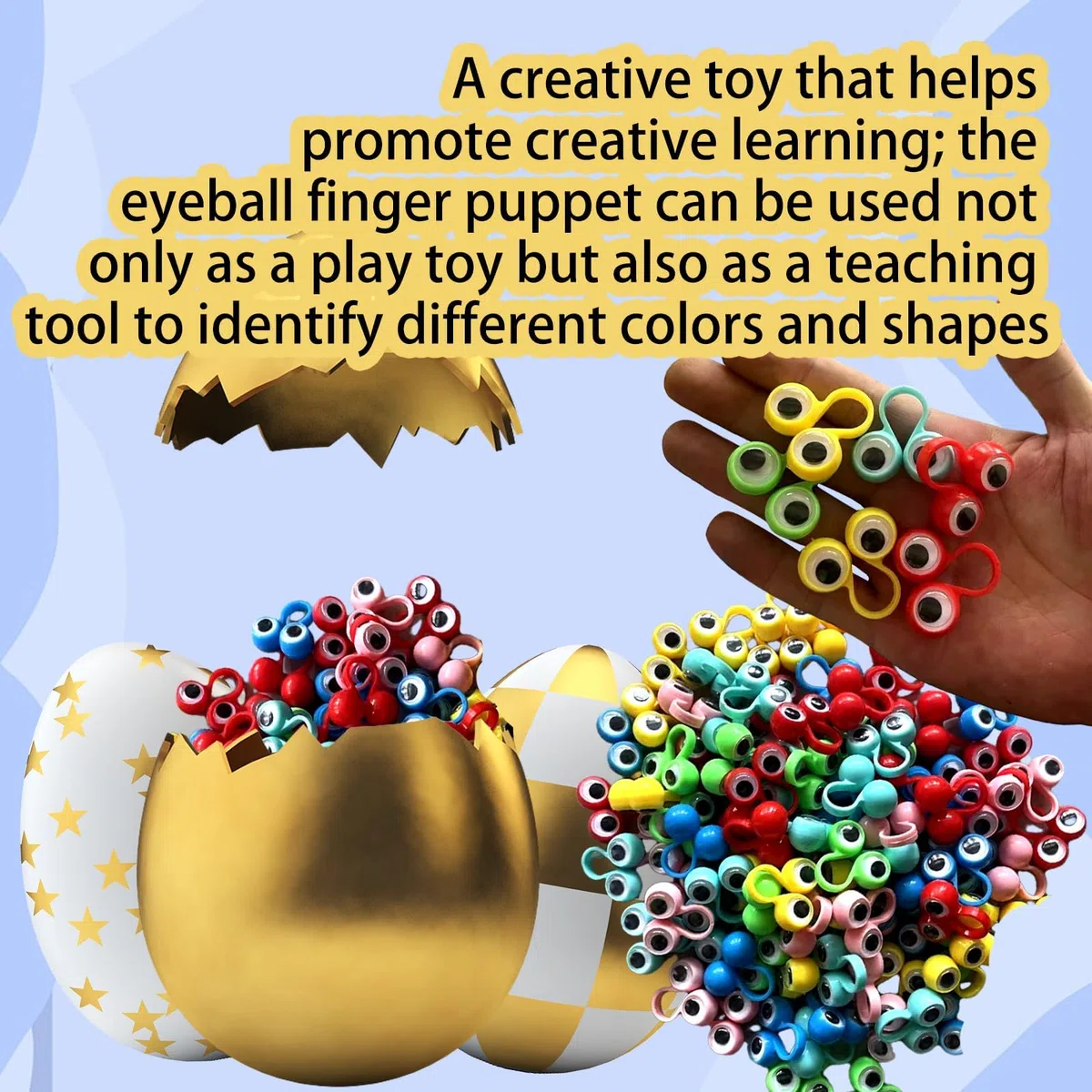 Felly 100 Pezzi Occhi da Dito Marionette, Giocattoli Educativi per Le Dita per Bambini, Eyeball Ring Confezione, Gioco di Ruolo, Spettacoli Giochi Festa Compleanno Forniture, Miscelazione dei Colori