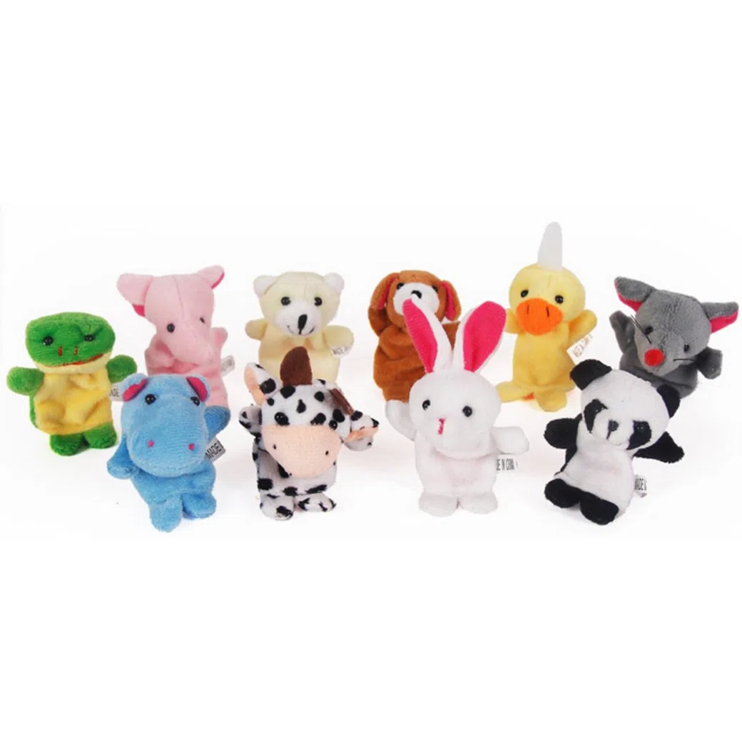 16 Pezzi Marionette Dita in Velluto,Burattini a Dito con 10 Animali e 6 Famiglie