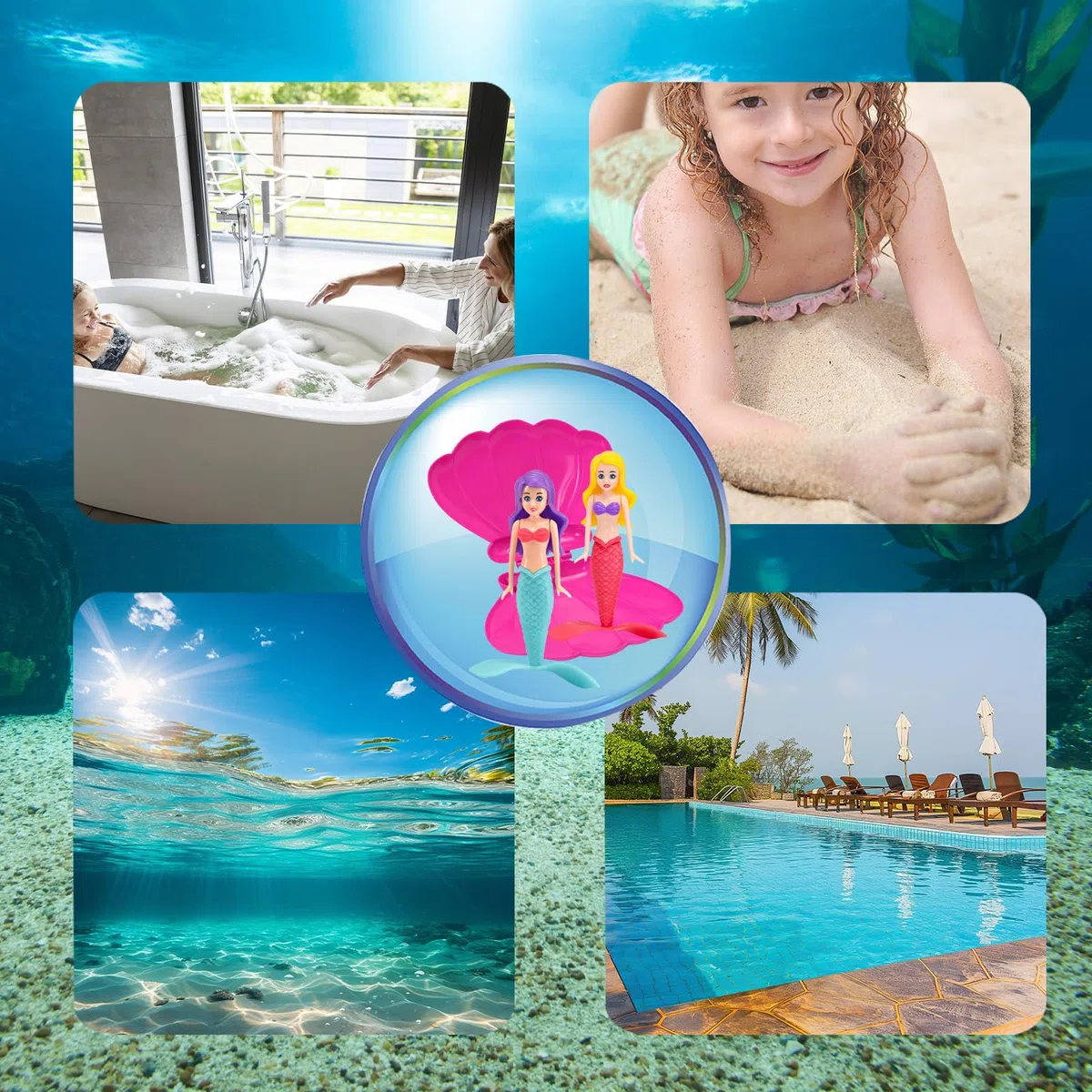 YAAVAAW Sirena Immersione Giocattoli 2 Pezzi Rosa Caldo, Set di Giocattoli di Immersione della Sirena della Piscina per Bambini