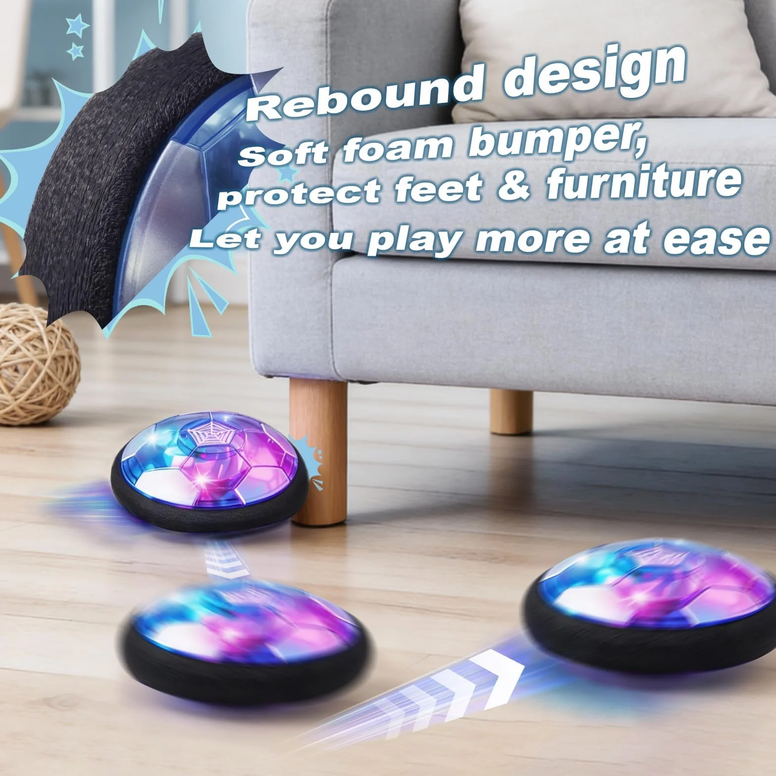 Air Power Calcio Giocattoli, Pallone da Calcio Fluttuante con Luci LED e Musica, Hover Ball, Palla Volante, Giocattolo calcio Indoor per Ragazzi E Ragazze di 3-12 Anni