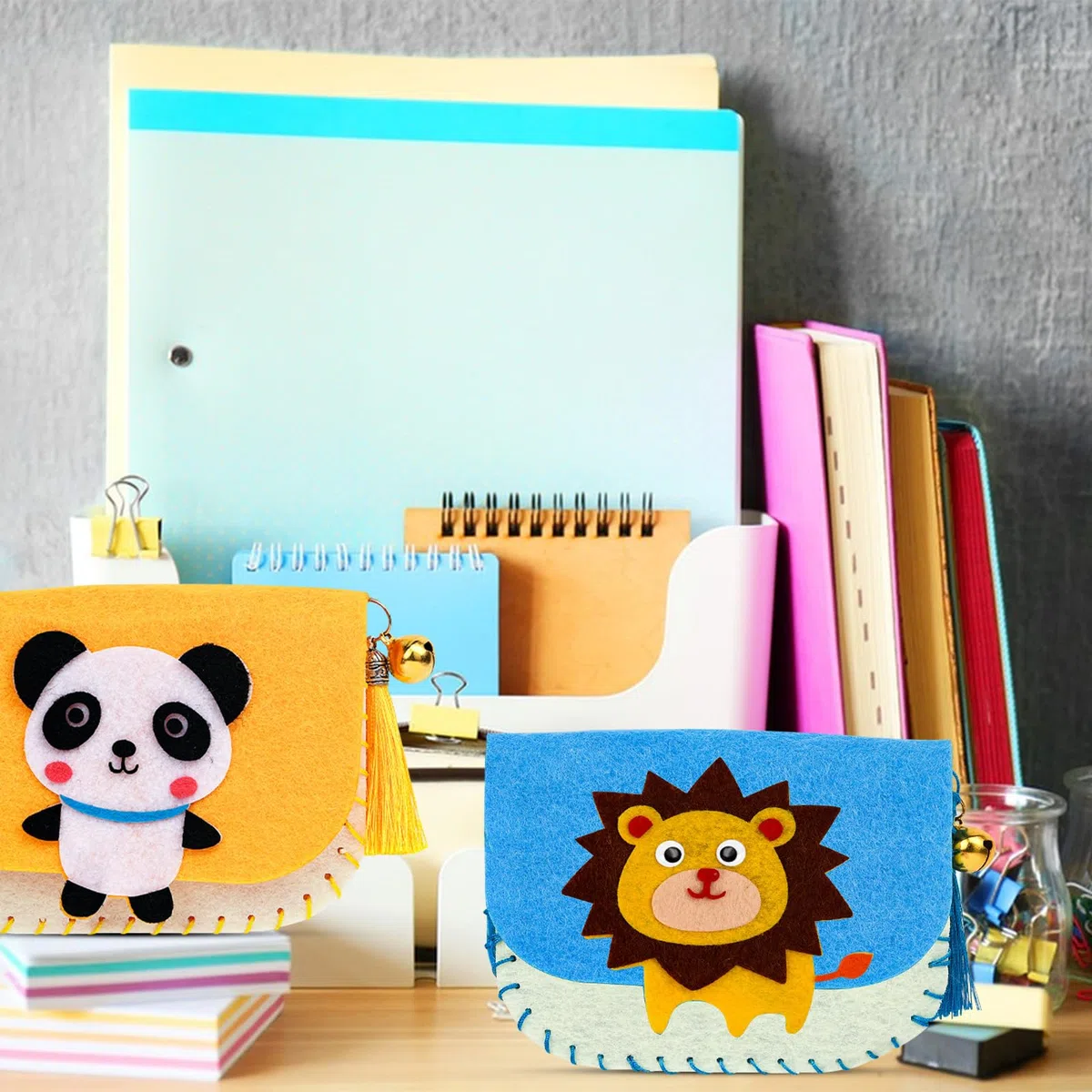 TECHEEL Set di 6 Borse da Cucito Fai da Te per Bambini - Kit Creativo Regalo