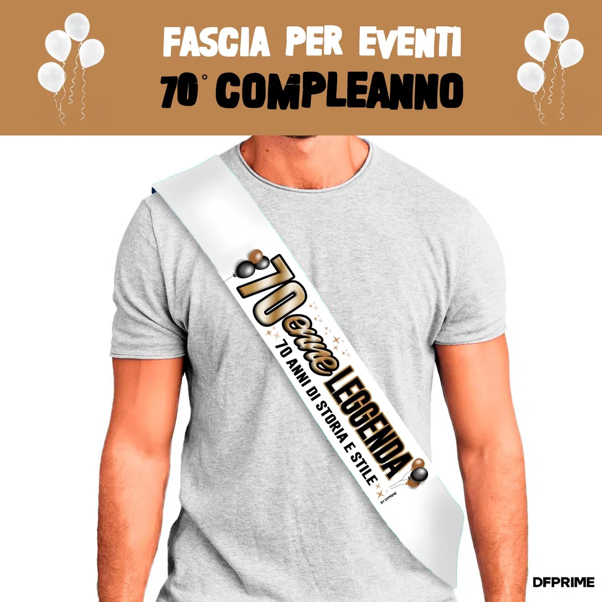DFPRIME Fascia Compleanno 70enne LEGGENDA | 70 ANNI DI STORIA E STILE – Fascia Divertente e Scherzosa – Gadget Compleanno 70 Anni – Regalo Originale Uomo Donna – Accessorio Festa Settantesimo