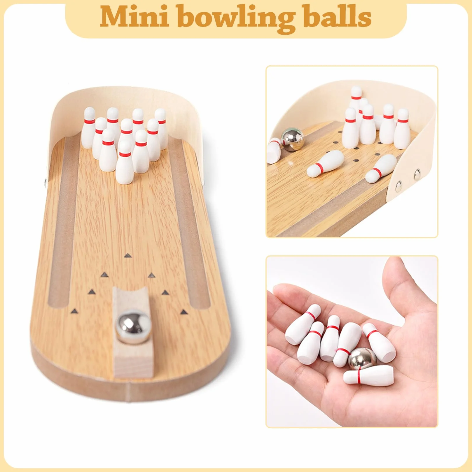 Birilli Bowling Bambini Set da Bowling per Bambini Mini Pista da Bowling con 10 Birilli con Scrivania in Legno Regalo di Babbo Natale Segreto per Adulti E Bambini dai 3 Anni in su
