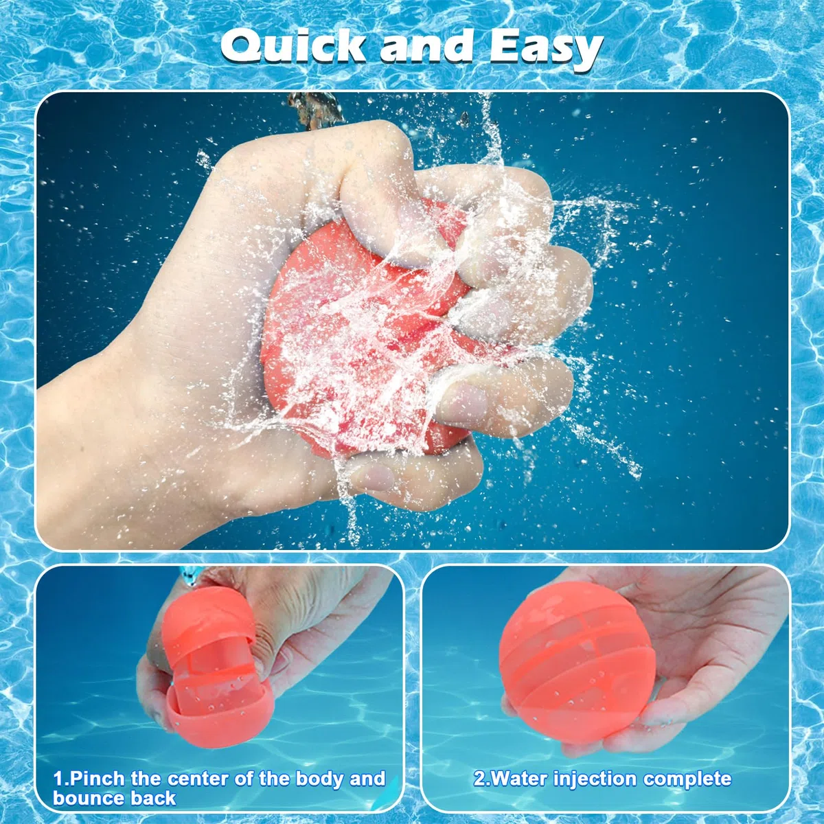 CloudValley Palloncini d'acqua riutilizzabili, bombe d'acqua a doppia apertura a riempimento rapido, palloncini d'acqua colorati per giochi d'acqua per bambini feste estive all'aperto, 12 pezzi