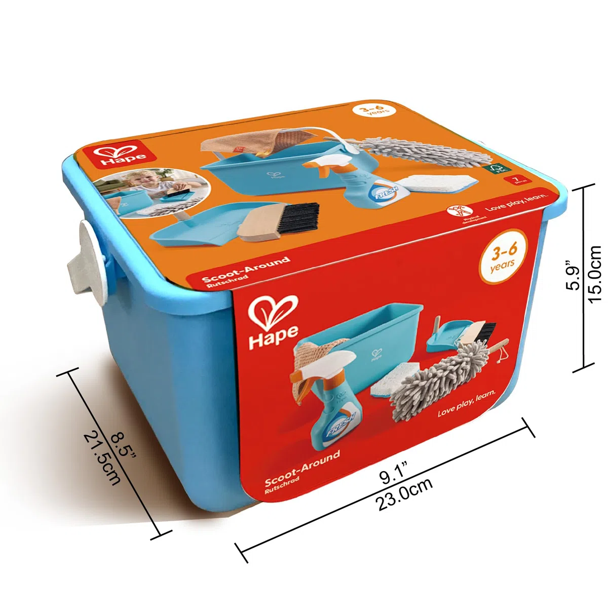 Hape Set Secchio per Pulizie per Bambini - Gioco di Imitazione con Strumenti di Pulizia per Piccoli Aiutanti