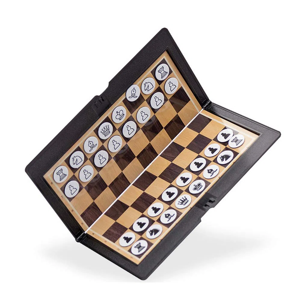 MIAOQI - Set di scacchi magnetici pieghevoli, mini tascabile, portatile, tradizionale, divertente, magnetico, pieghevole, per viaggi, scuola