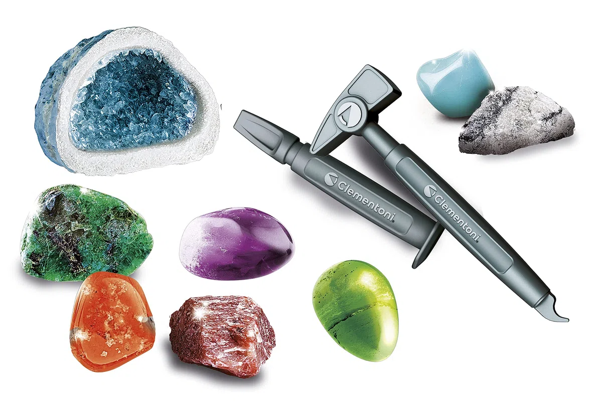 Clementoni Scienza e Gioco Lab - Minerali e Geodi, Gioco Scientifico per Bambini 8+ Anni, Set di Mineralogia con Mattone e Strumenti per Scavare, Made in Italy, Lingua Italiana, 19350