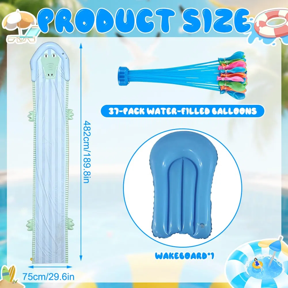 Scivolo Acquatico Giardino, Tappeto Scivoloso Acqua 550cm, Scivolo ad Acqua con Sistema di Nebulizzazione, Water Slide per Feste Estive, Prato e Giochi d' Acqua all' Aperto