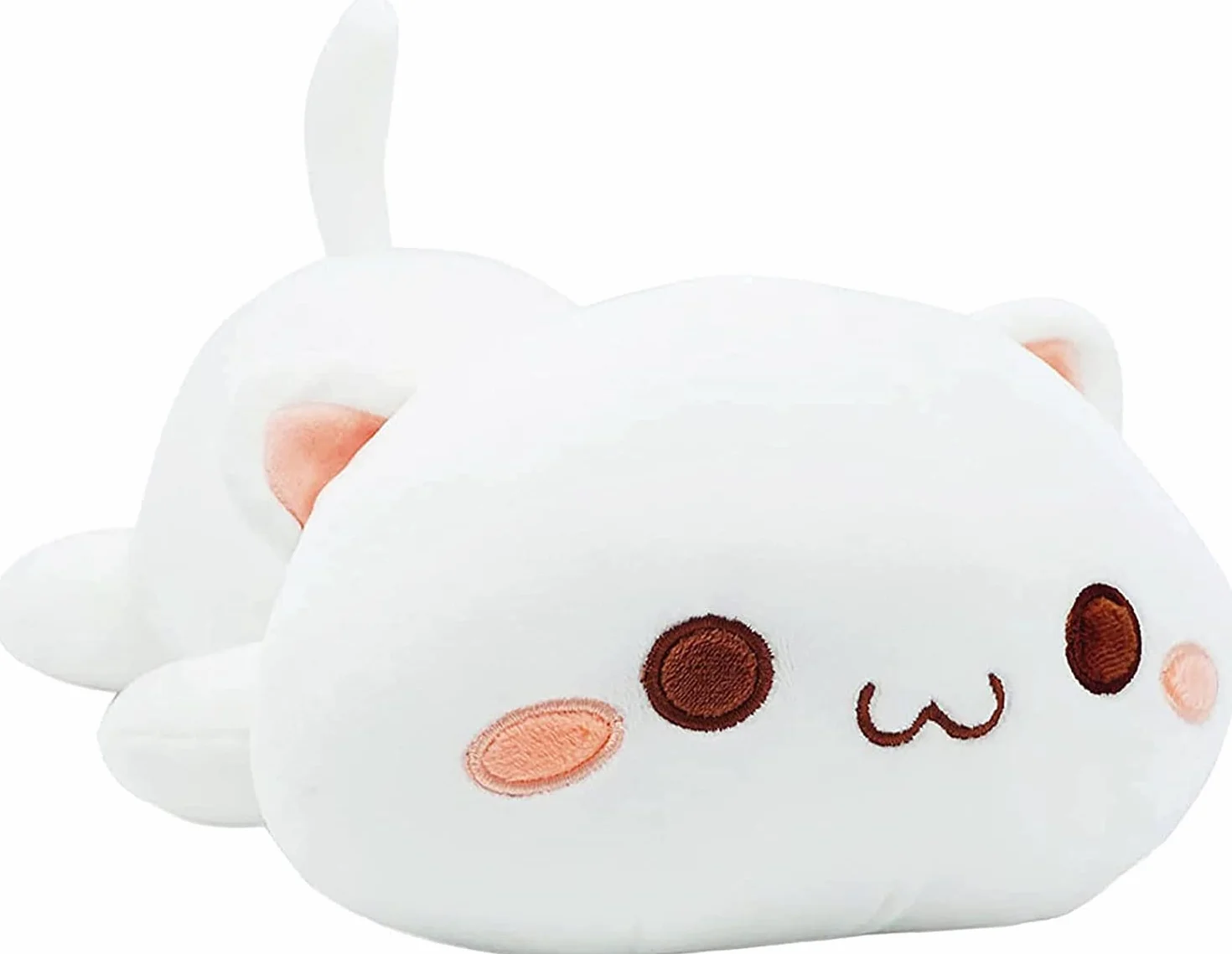 shownicer Peluche Gatto, Kawaii Giocattolo Morbido, Animali di Peluche Gattino, Bambola di Peluche Cuscino, Regalo per Bambini Ragazza 3+ Anni (Bianco, 50cm)