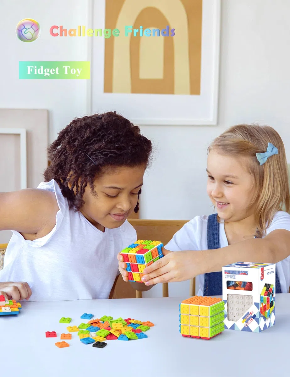 ROXENDA cubo di Compatibile con i Lego 3x3 Cubo Magico, Speed Cube cubo 3D rapido, per divertimento di bambini e adulti (nero)