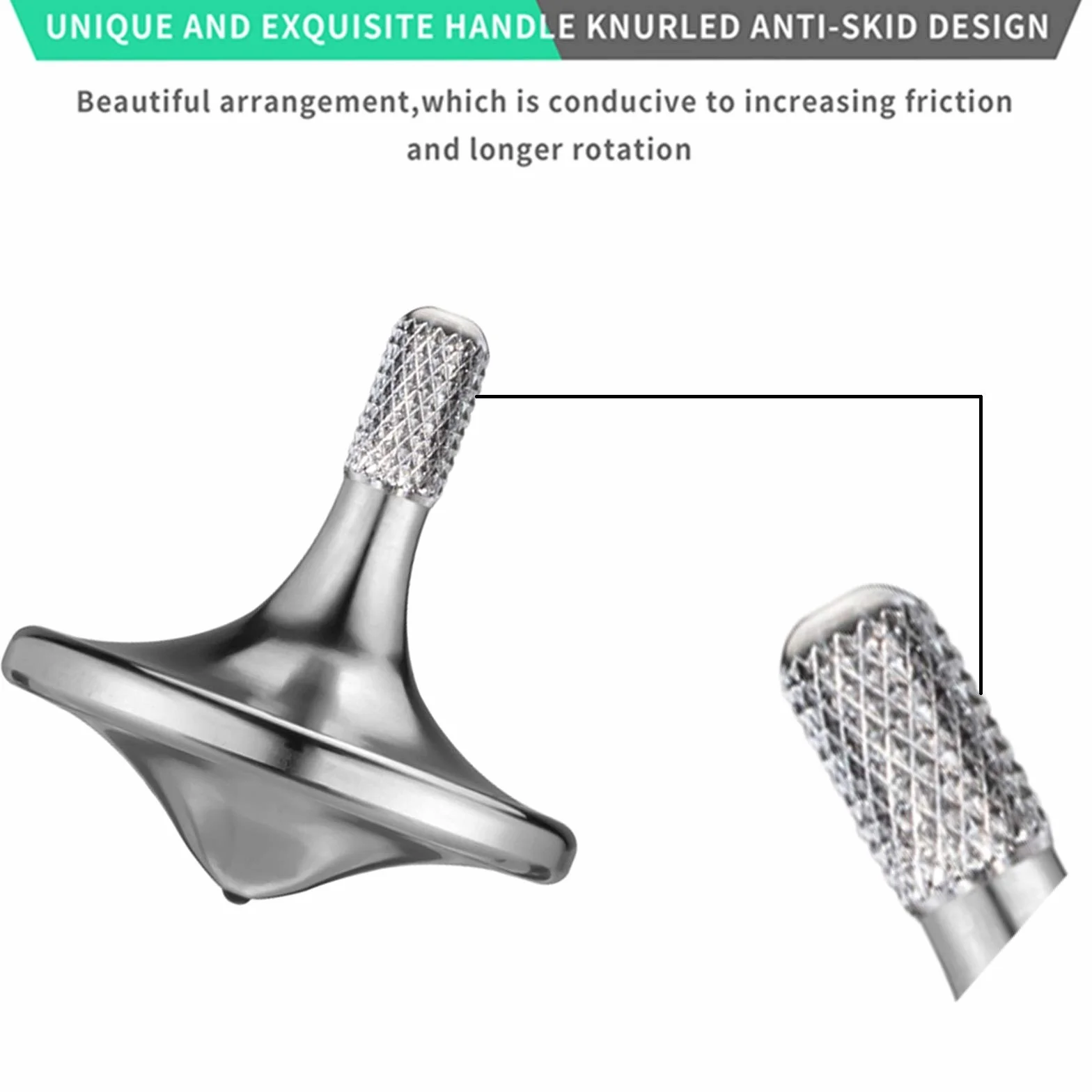 Trottola di precisione in metallo, LOQATIDIS rotazione liscia per molto tempo, Tempo di rotazione ottimale superiore a 8 minuti, equilibrio perfetto Giocattoli EDC ben fatti (Argento)