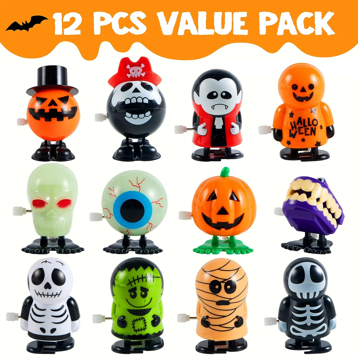 JOYIN 12 Pezzi Giocattoli a Carica per Halloween Assortimento Goody Bag Riempitivo Rifornimenti Bomboniere Regalo (Confezione da 12 Pezzi)