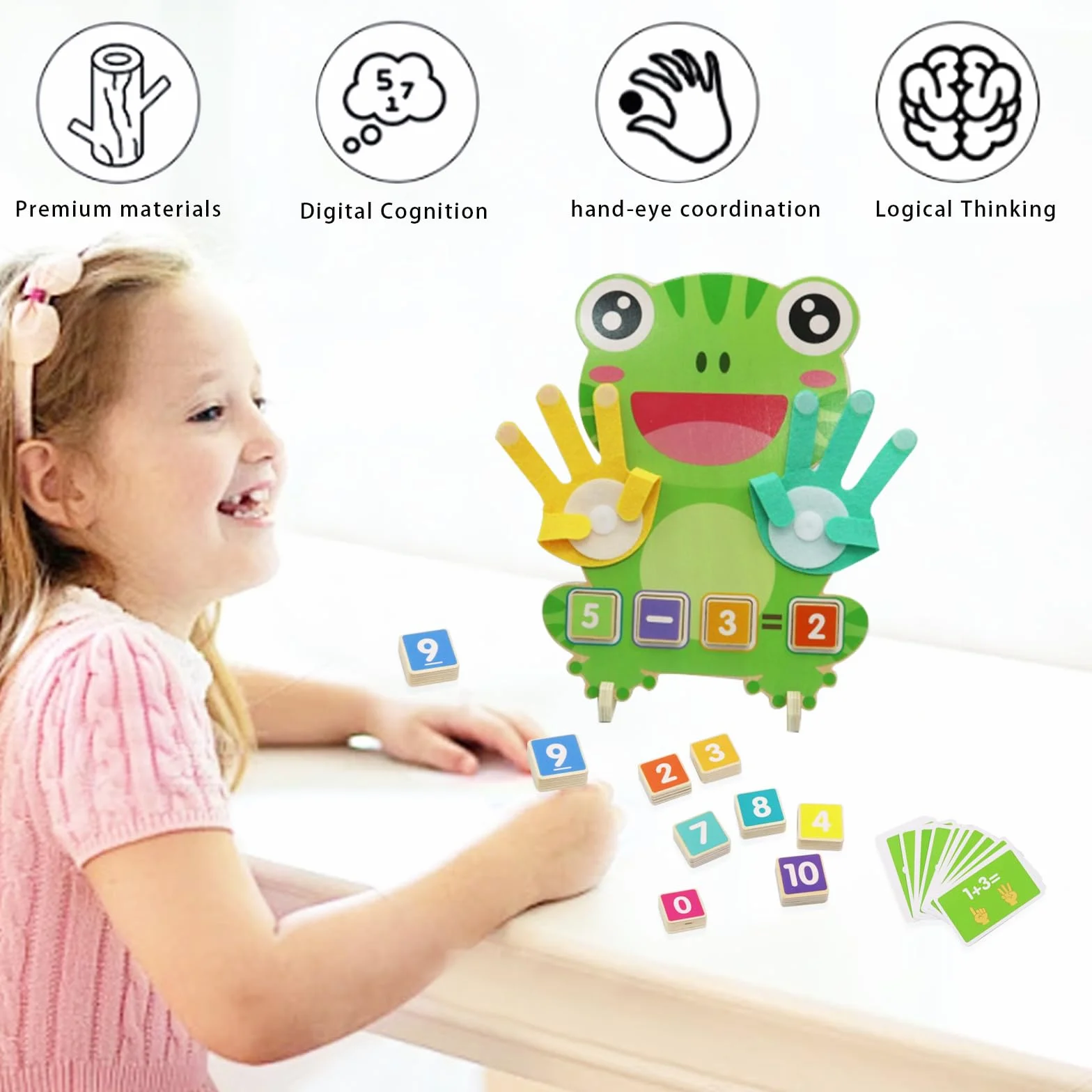 giocattoli in legno per imparare la matematica, gioco di conteggio per bambini, gioco educativo di matematica con le dita, giocattolo educativo per imparare a contare, giochi prescolari