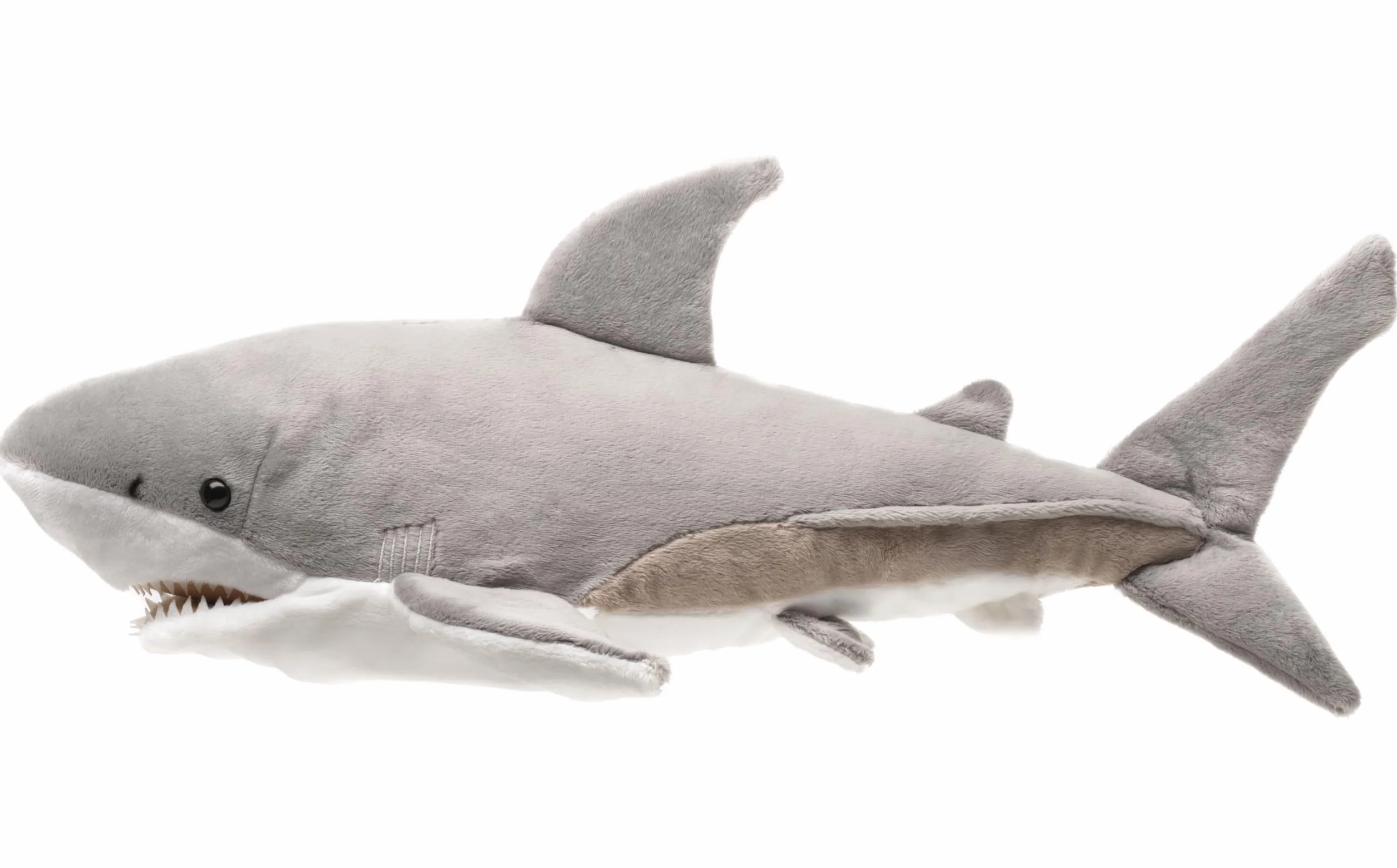 Uni-Toys - Marionetta con squalo bianco – 50 cm (lunghezza) – Pesce peluche – peluche