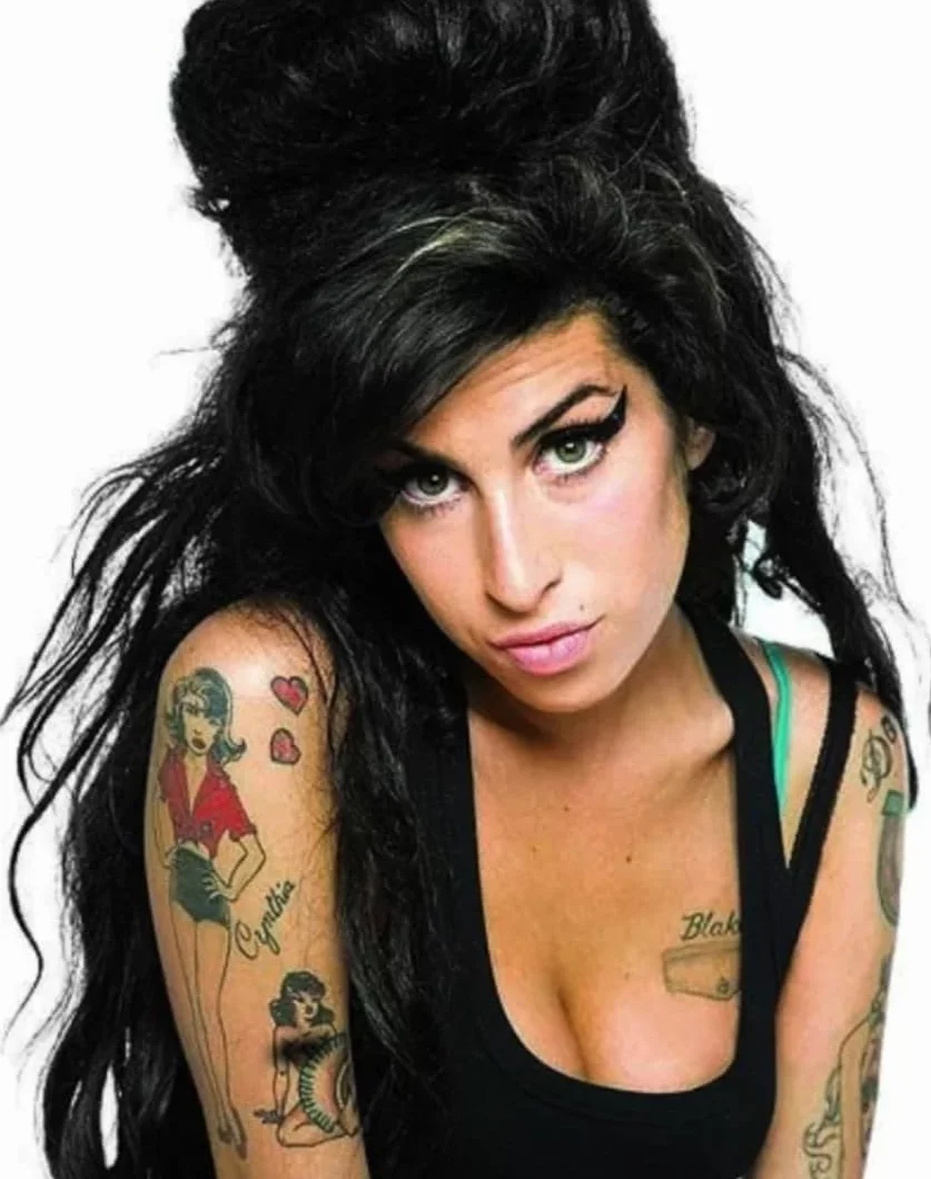 Set di tatuaggi temporanei Amy Winehouse - Per costumi - Carnevale - Halloween - Cosplay (Foglio intero)
