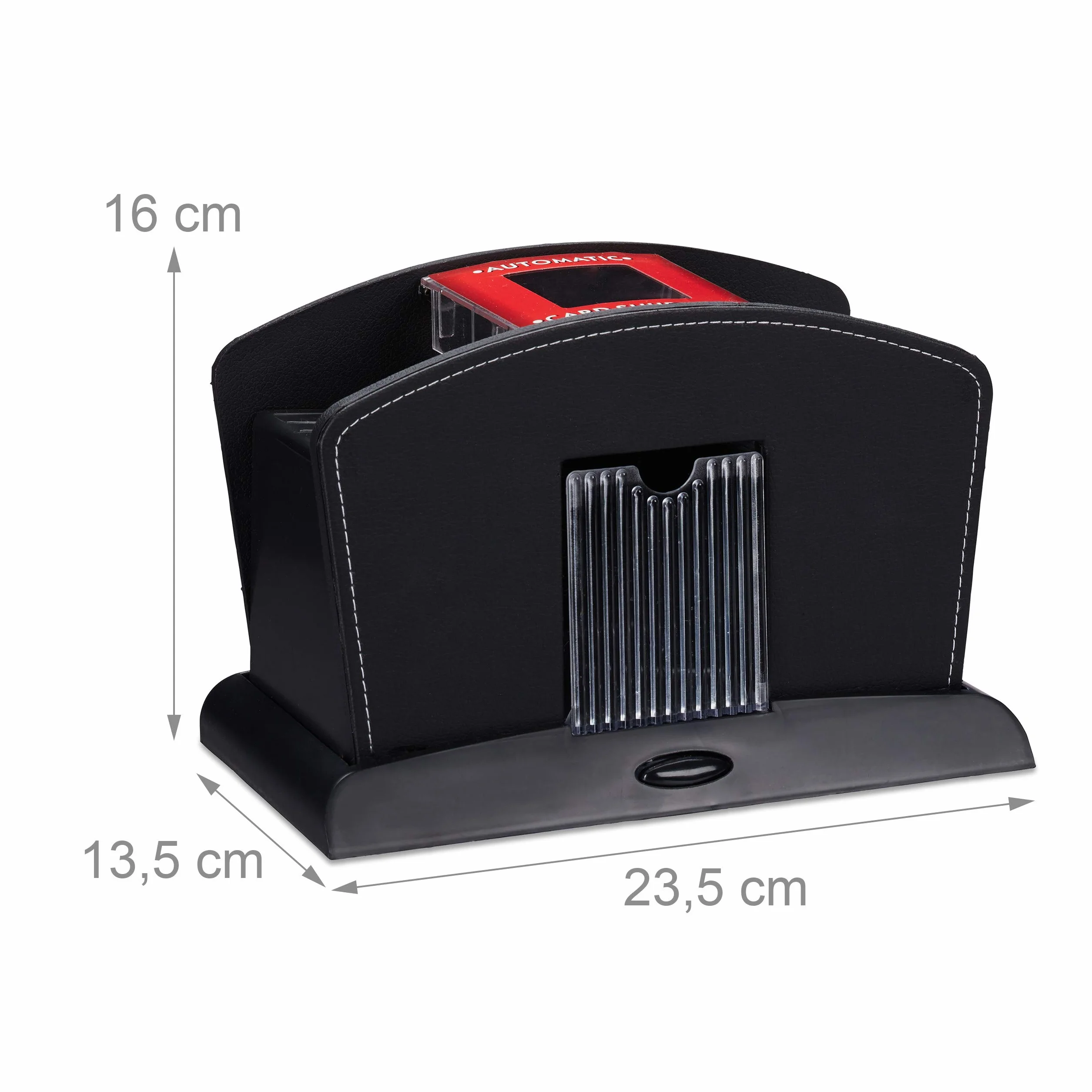 Relaxdays, mescolatore di carte nero elettrico, in pelle, 4 mazzi, mescola automaticamente le carte, standard