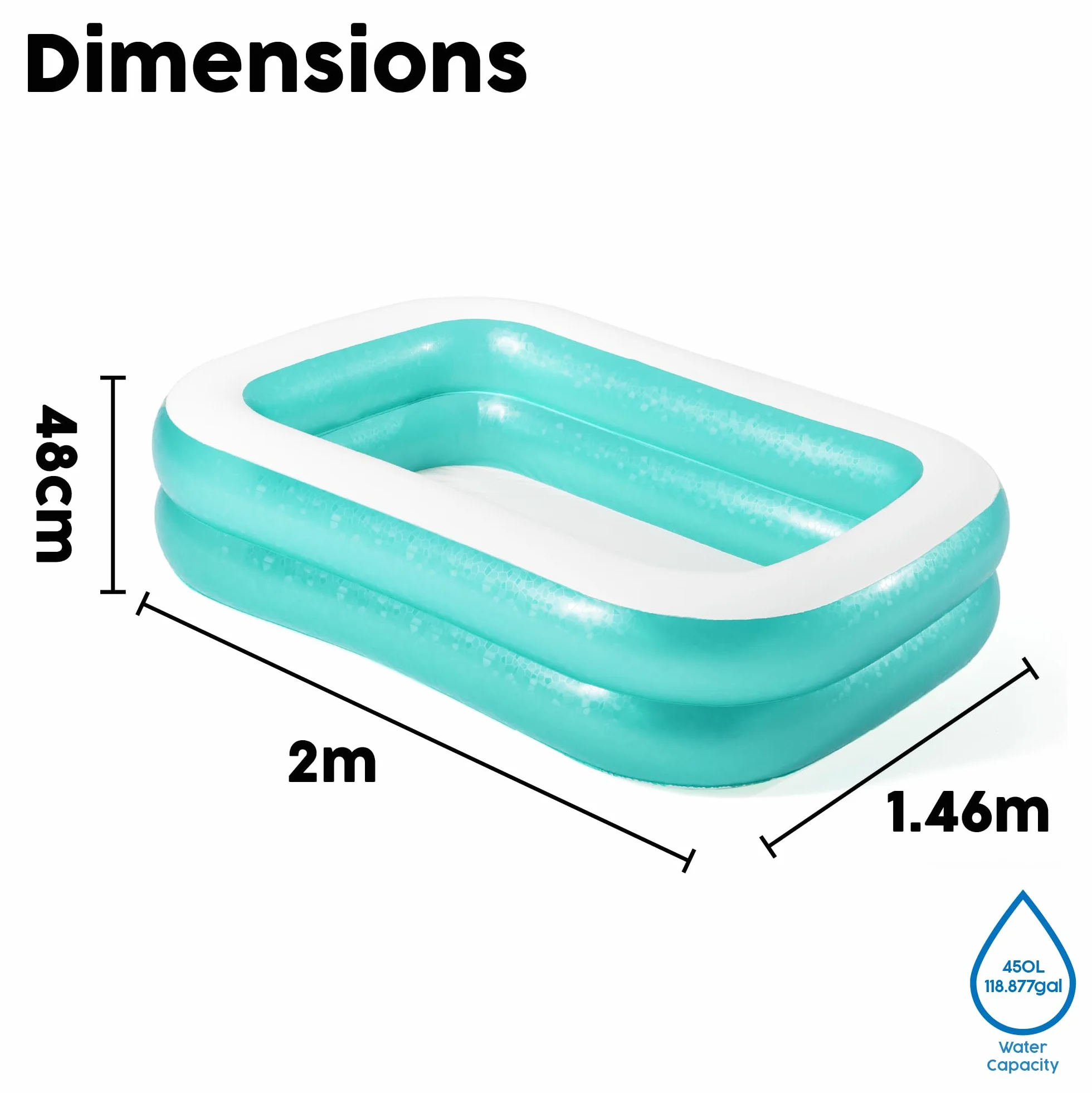 Bestway 54005-2 Piscina rettangolare per bambini Acquamarina da 2 metri
