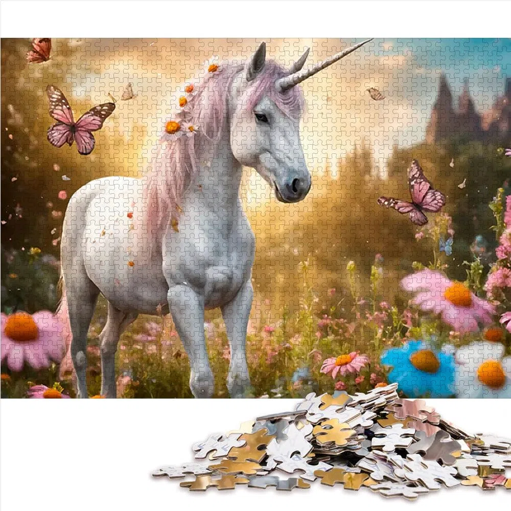 Puzzle da 1000 pezzi per adolescenti UNICORNO FANTASY EPICO Allena il tuo cervello e le tue mani perché è ideale come regalo per tutta la famiglia 38x26cm