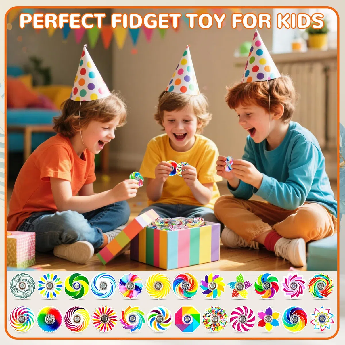 SCIONE Confezione da 24 Fidget Spinner per Bambini – Mini Trottoline Colorate, Giocattoli Sensoriali Arcobaleno, Ideali per Feste, Regali di Compleanno, Premi per la Classe (4 cm)