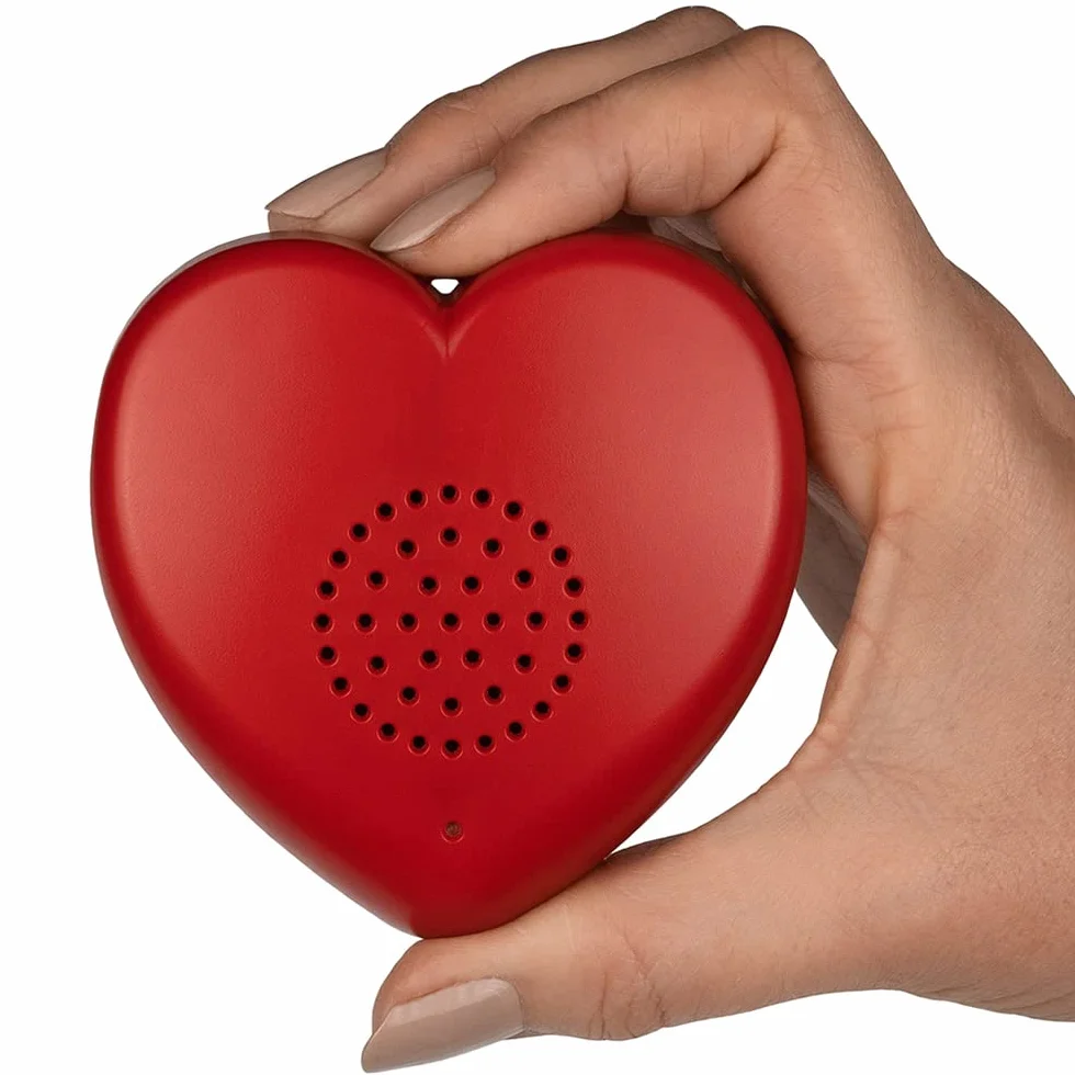 Prodotti parlanti, pulsante audio registrabile Talking Heart Voice, 2 minuti. Crea il tuo orsetto della memoria personalizzato,il peluche parlante o il ricordo del battito cardiaco del bambino (rosso)