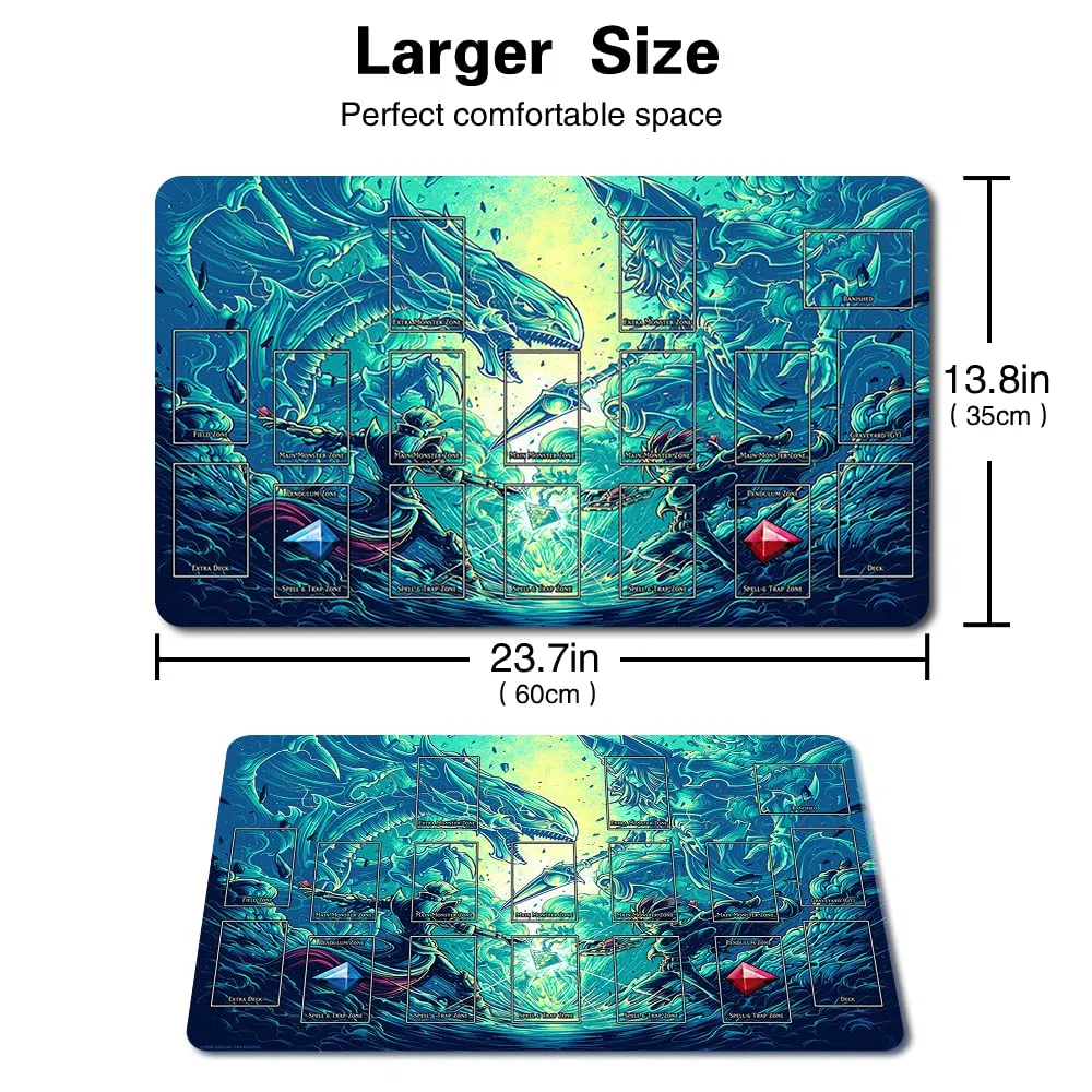 Tappetino da gioco da tavolo TCG + sacchetto senza regalo + con zone di carte, tappetino per tavolo da gioco di carte YGO, dimensioni 60 x 35 cm, tappetino per mouse compatibile con carte