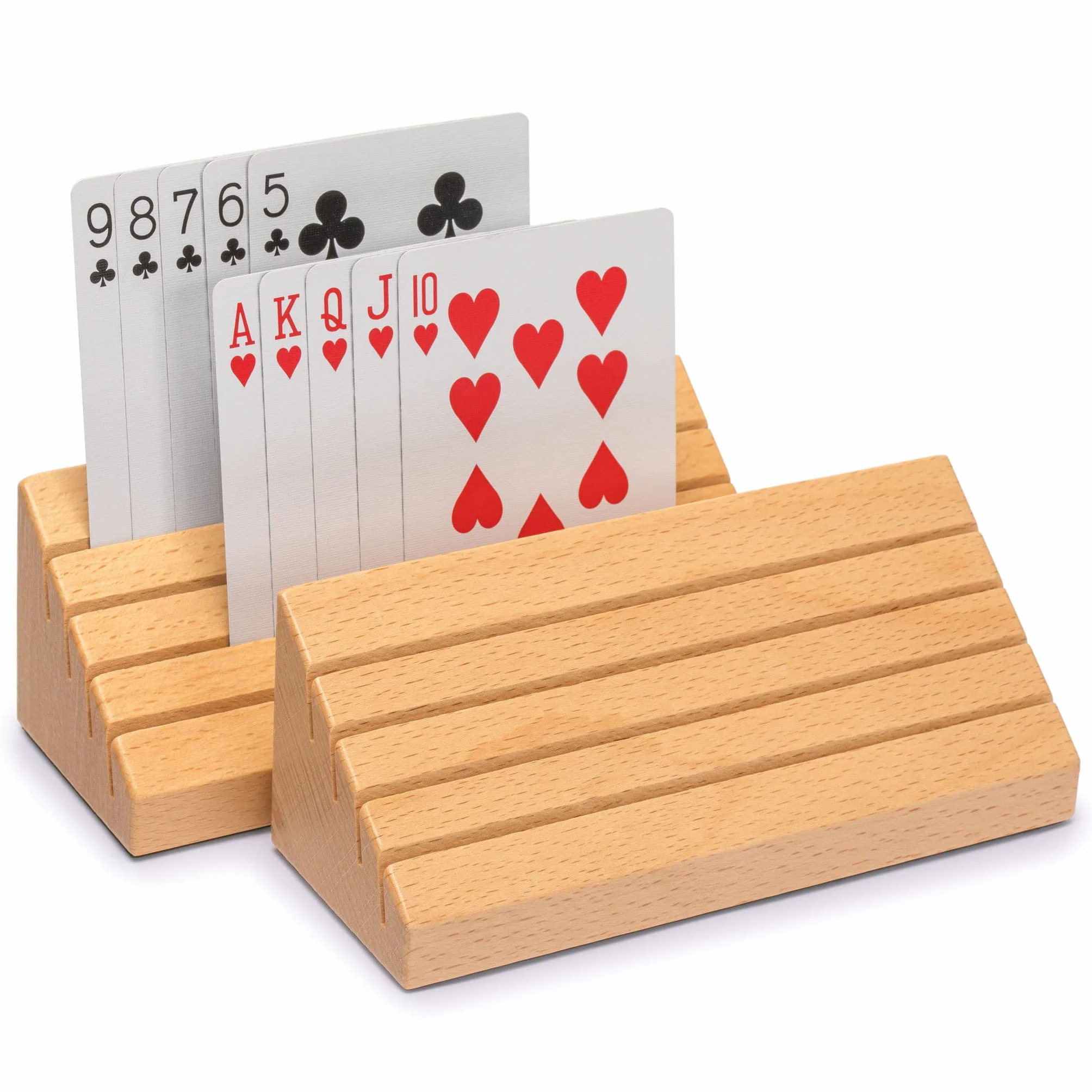 Yellow Mountain Imports Porta-carte da gioco in legno massello di faggio di dimensioni standard - Set di 2 organizzatori di carte