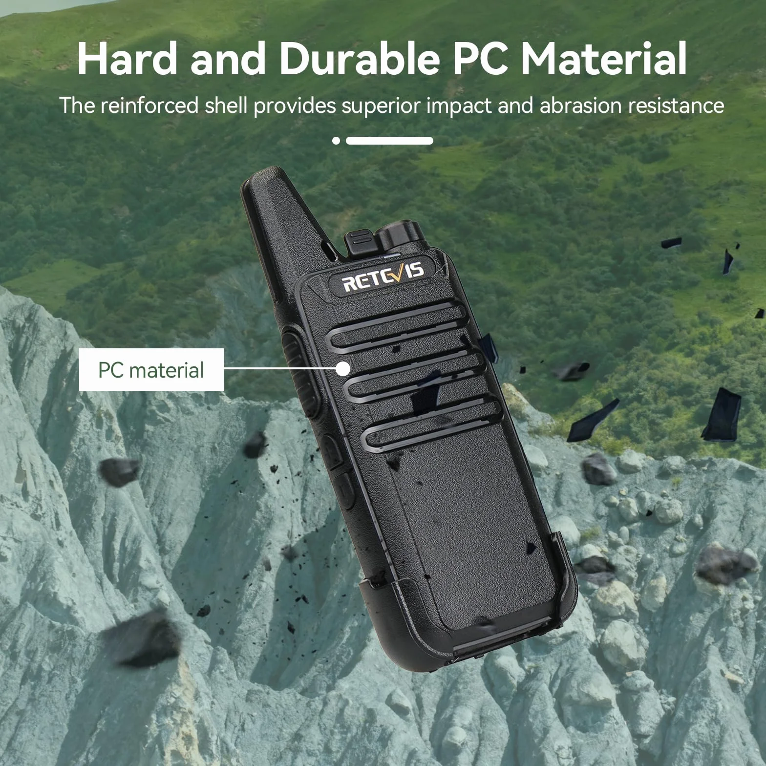 Retevis RT622 Walkie-Talkie PMR446 Radio Portatile Ricaricabile VOX ABS Nero 1 Paio