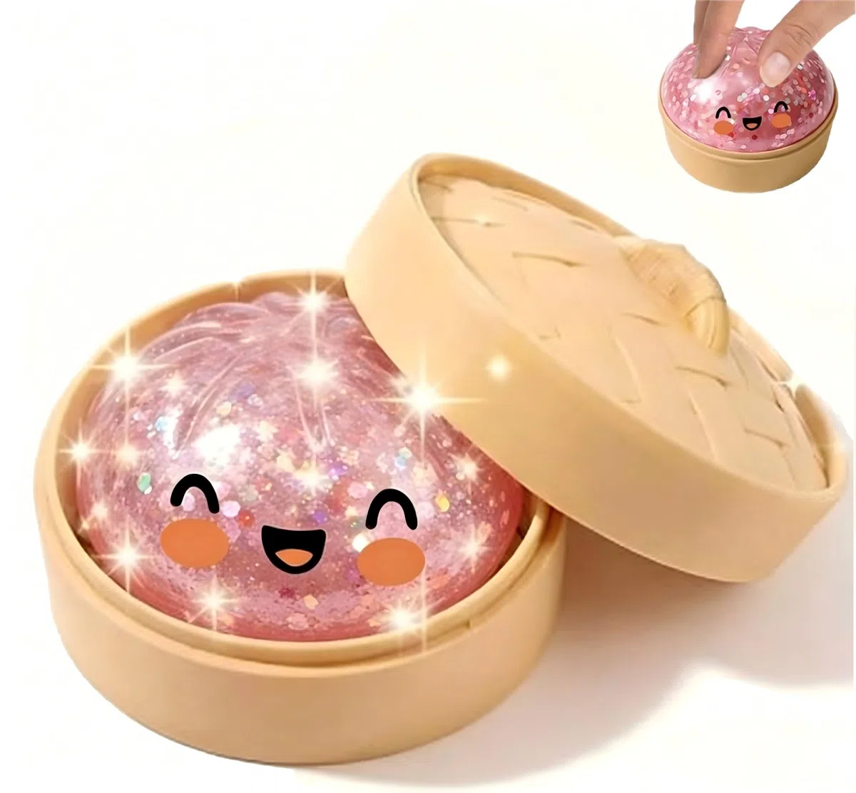 Giant Dumpling Squishy, Mystery Dumpling Squishy, Gigante Glitter Squishys Ravioli, Palla Antistress Gigante Misteriosa, Divertente Giocattolo Antistress Bao Bun Con Vaporiera Per Bambini Adulti