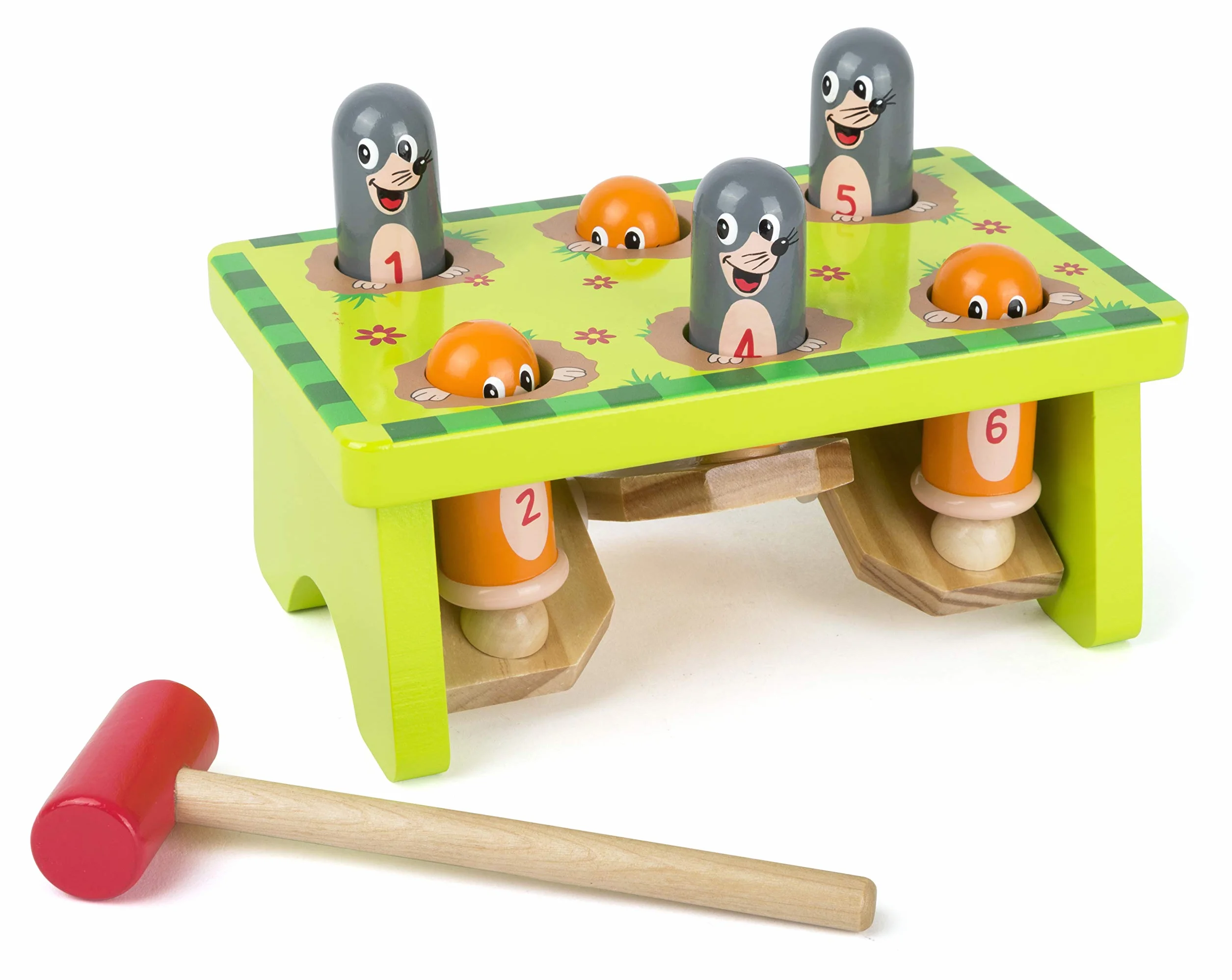 Small Foot 11162 Gioco martelletto Talpa, Certificato FSC 100%, apprendimento dei Primi Numeri in Forma giocosa
