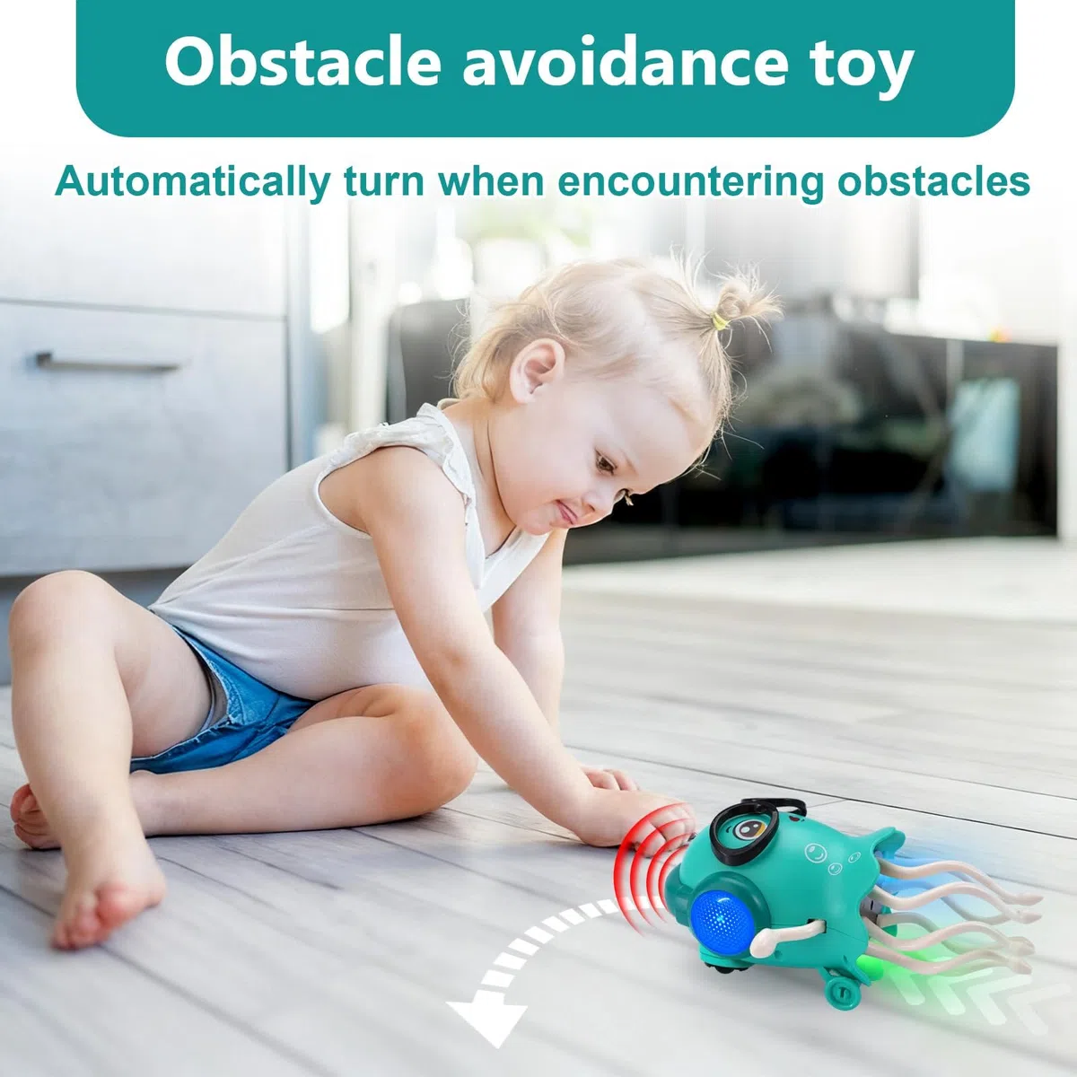 Danza meduse giocattolo elettrico per bambini, giocattolo per gattonare, giocattolo musicale con luci a LED (verde)