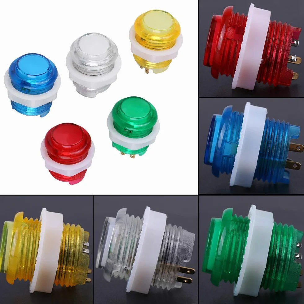 5PC 5V 24mm Jumbo LED Pulsante illuminato Interruttore a pulsante autoripristinante con microinterruttore per progetti di gioco a gettoni