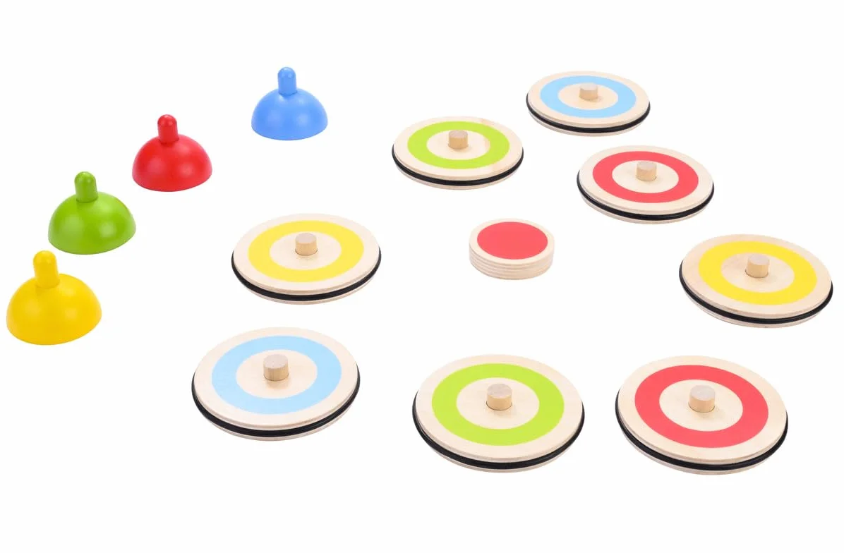 Engelhart - 606055 - Set di Curling da Tavolo in Legno - Divertimento Familiare Colorato - Ø10 cm, Altezza: 6,5 cm - +6 Anni