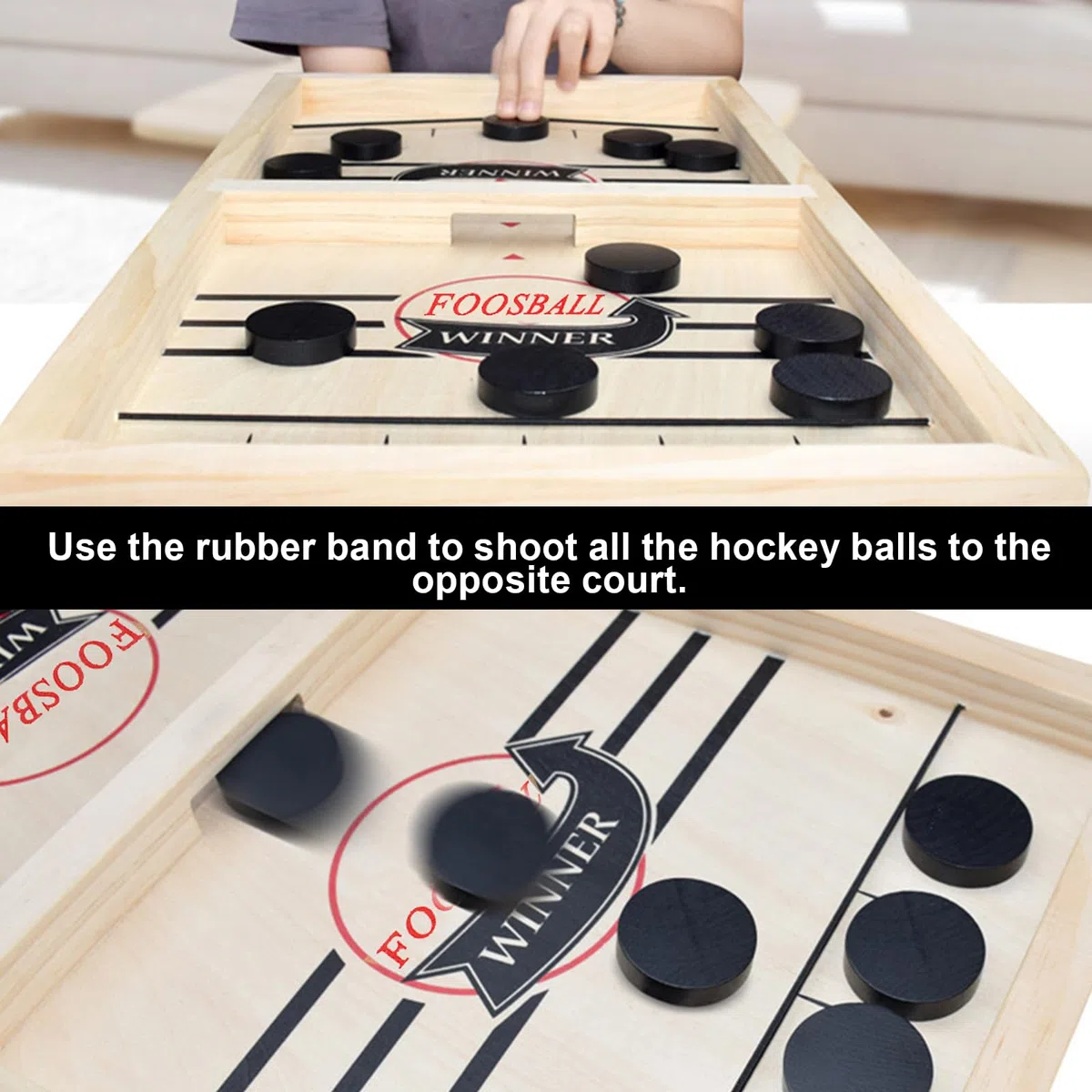 Gioco da Tavolo Hockey,Hockey Tavolo in Legno Gioco Veloce Del Disco Da Fionda,Gioco Da Hockey Con Fionda, Divertente Gioco Da Tavolo Hockey Su Ghiaccio Gioco Giocattolo Interattivo Genitore-Figlio