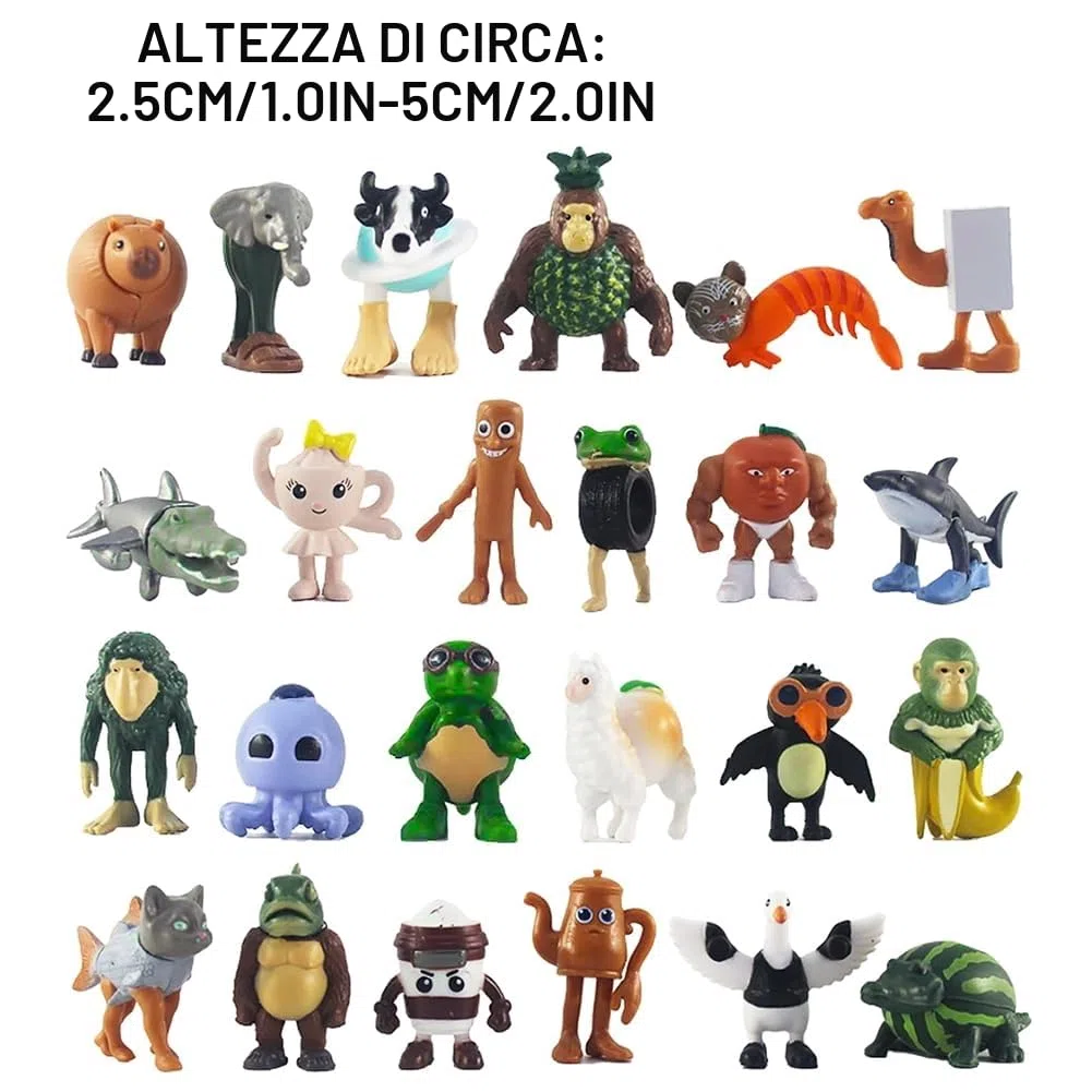 Set Di Figurine Italian toy Brainrot,Tralalero Tralala,Shark,Scimmia E Altri Personaggi Meme Per Bambini E Adulti,Regalo Divertente Per Compleanno,Gaming E Amici. (G-24PCS)