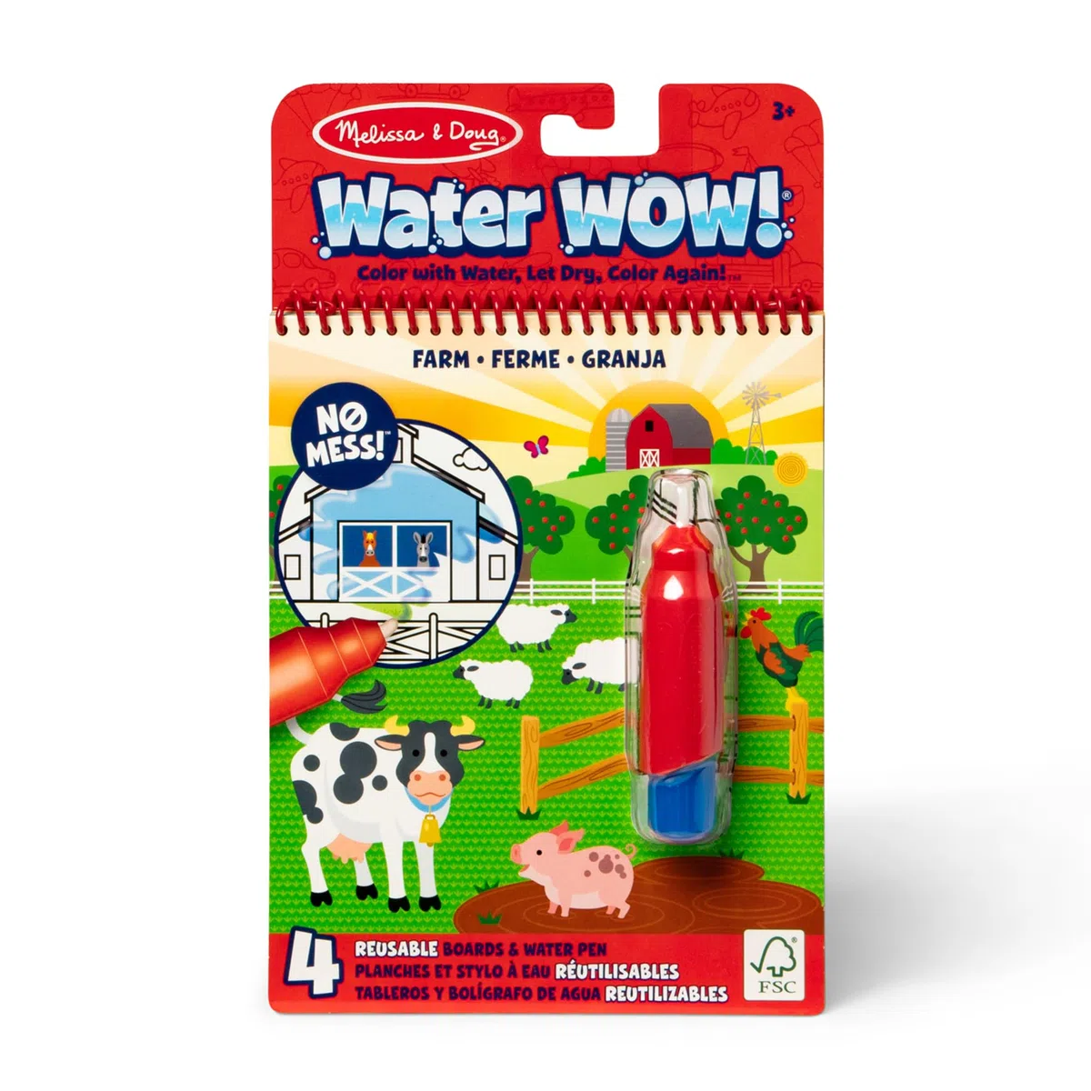 Melissa & Doug Water Wow | Libro Magico da Colorare con la Penna, a Tema Fattoria | Album da Colorare con Pennarelli ad Acqua | Giochi da Viaggio per Bambini dai 3 ai 7 Anni