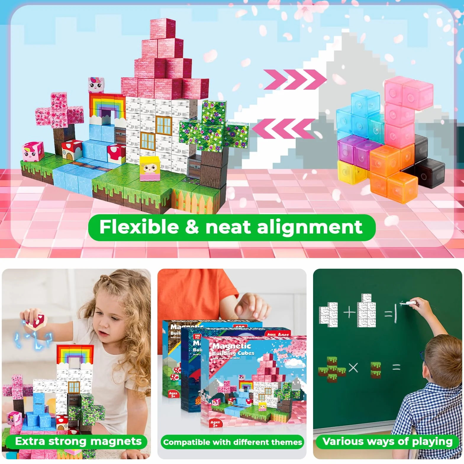 Blocchi Magnetici Mondo di costruzioni magnetiche Costruisci il Mio Favoloso Mondo Magnetico di Unicorni 100 Pezzi Blocchi Magnetici Regali di Unicorni per Ragazze 4 5 6 7 8 9 Giochi Magnetic