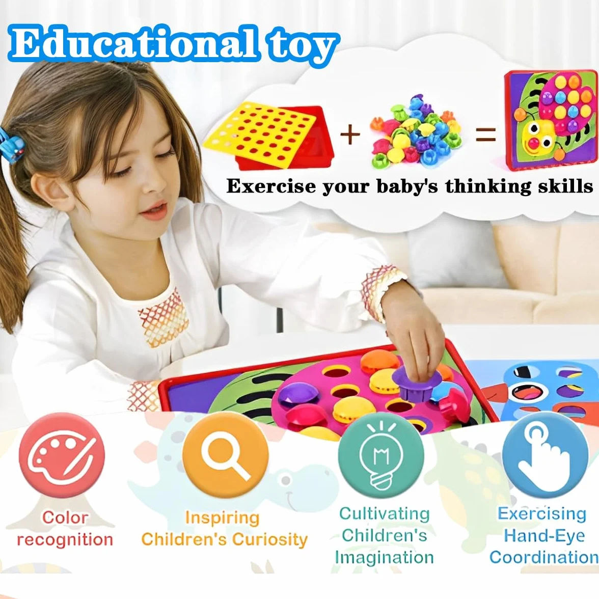 DxxD Gioco Chiodini per Bambini 2 3 4 anni, Gioco di Abbinamento Colorato, Puzzle Educativo per Bambini, Creativi Regalo di Compleanno Giocattoli Montessori Regalo Didattico Bimbo Bimba bambina