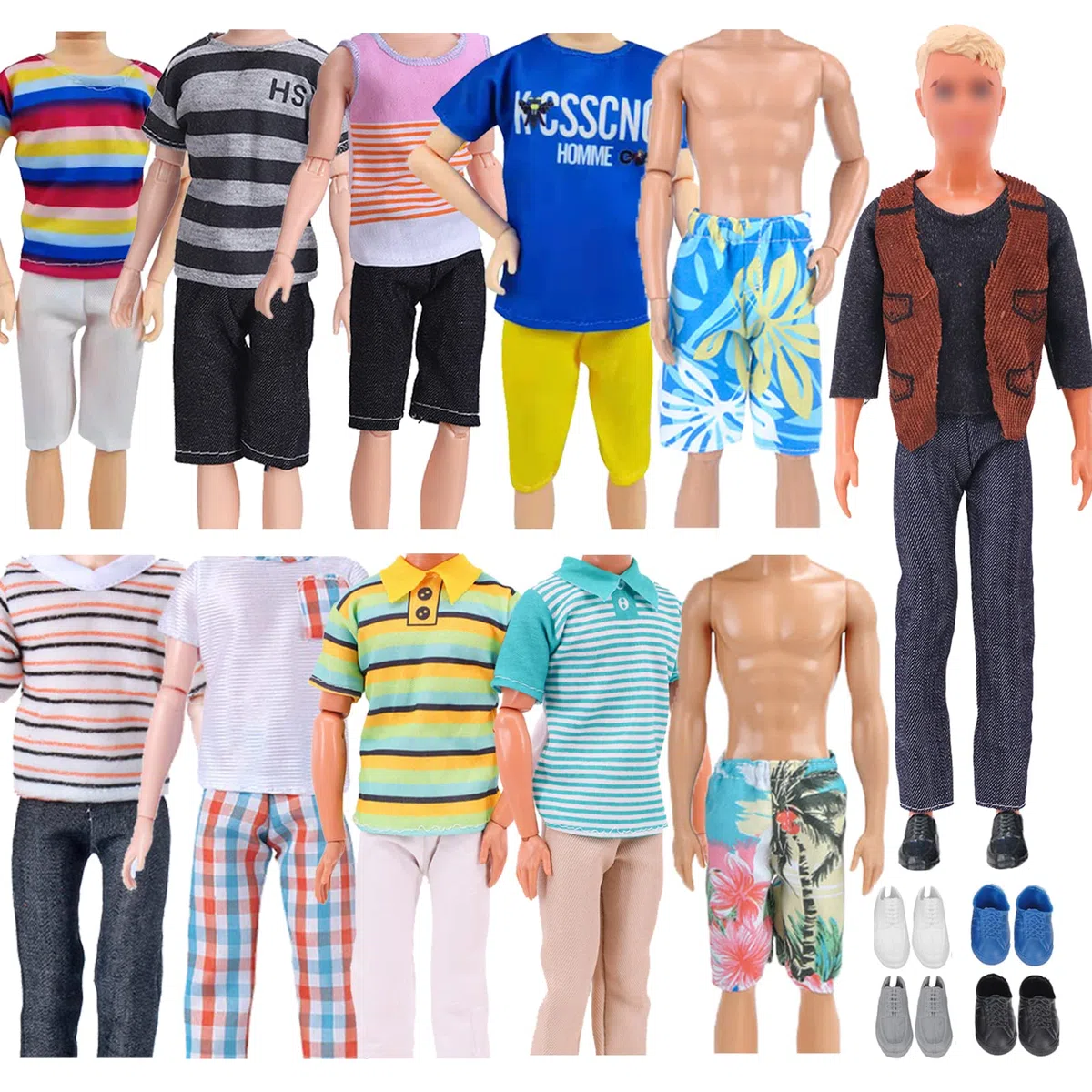 18 pezzi vestiti e accessori Compatibile con Ken, 6 abbigliamento casual abbigliamento 2 costumi da bagno 4 paia di scarpe per 12 pollici ragazzi bambole